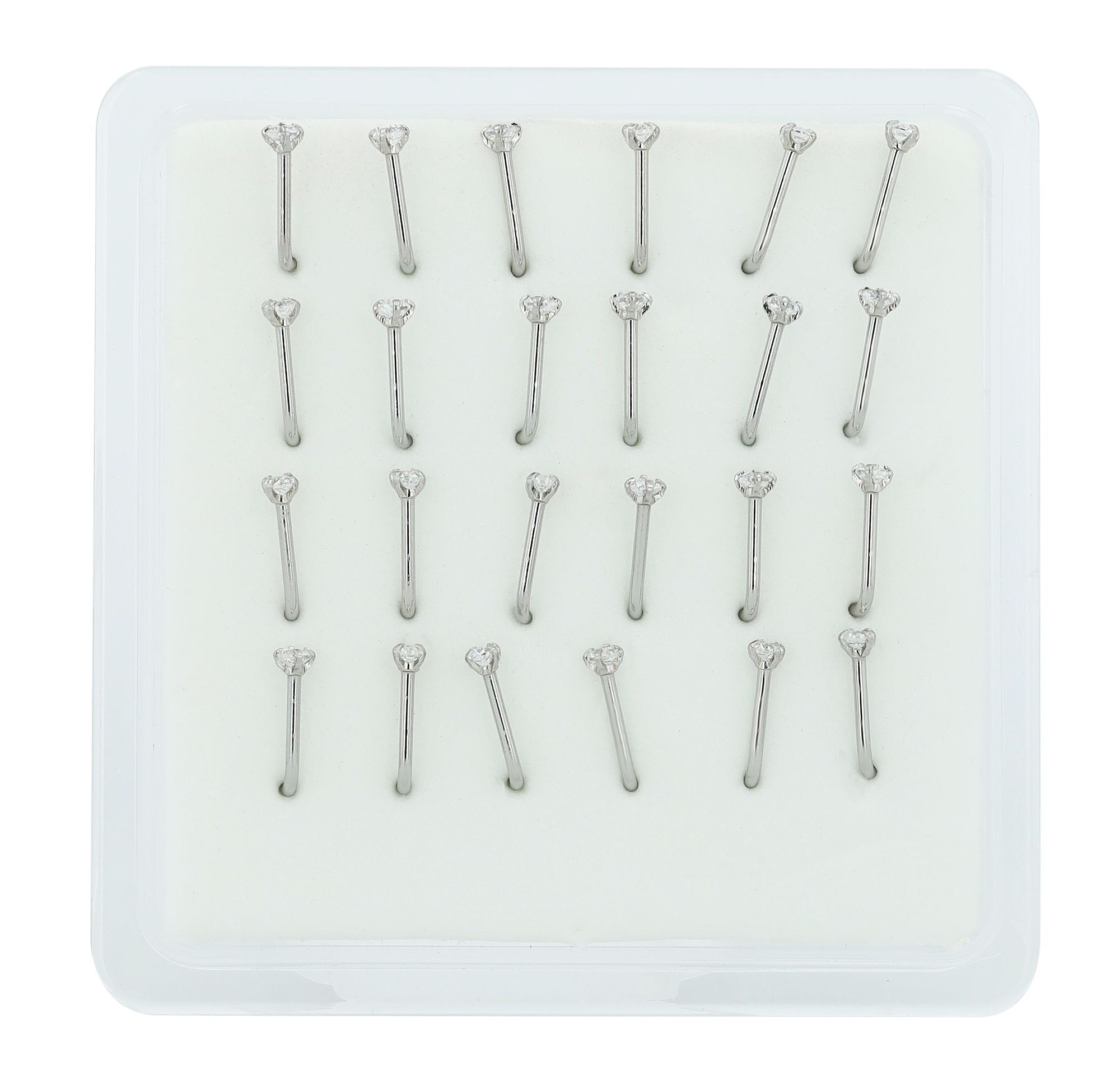 "Lulsia" roestvrijstalen neuspiercings, 24 stuks, staafdikte 0,8 mm / staaflengte 7 mm / Ø 2 mm