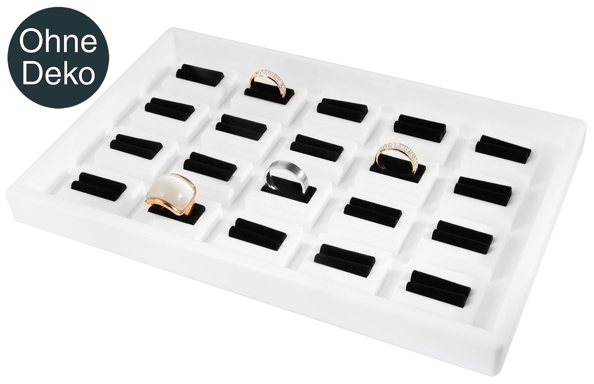 Display voor ringen, wit/zwart, 28 cm x 18 cm x 2,5 cm