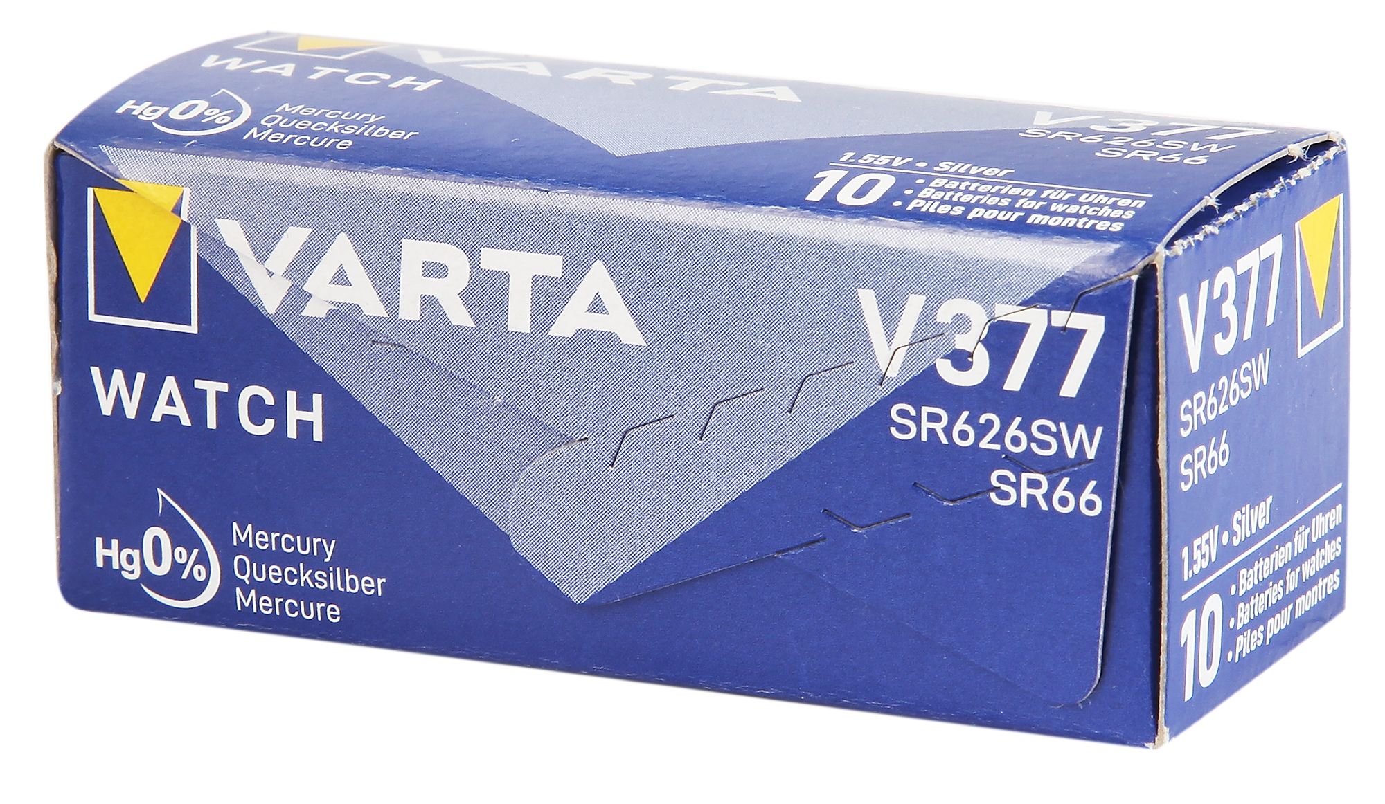 Varta Batterie V377/565 ( AG4 / SR626SW ) Silberoxid Knopfzellen 1,55 V - Verpackungseinheit 10 Stück