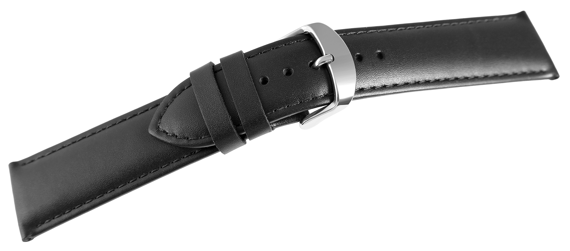 Uhrenarmband aus Echt Leder ín schwarz, 22 mm