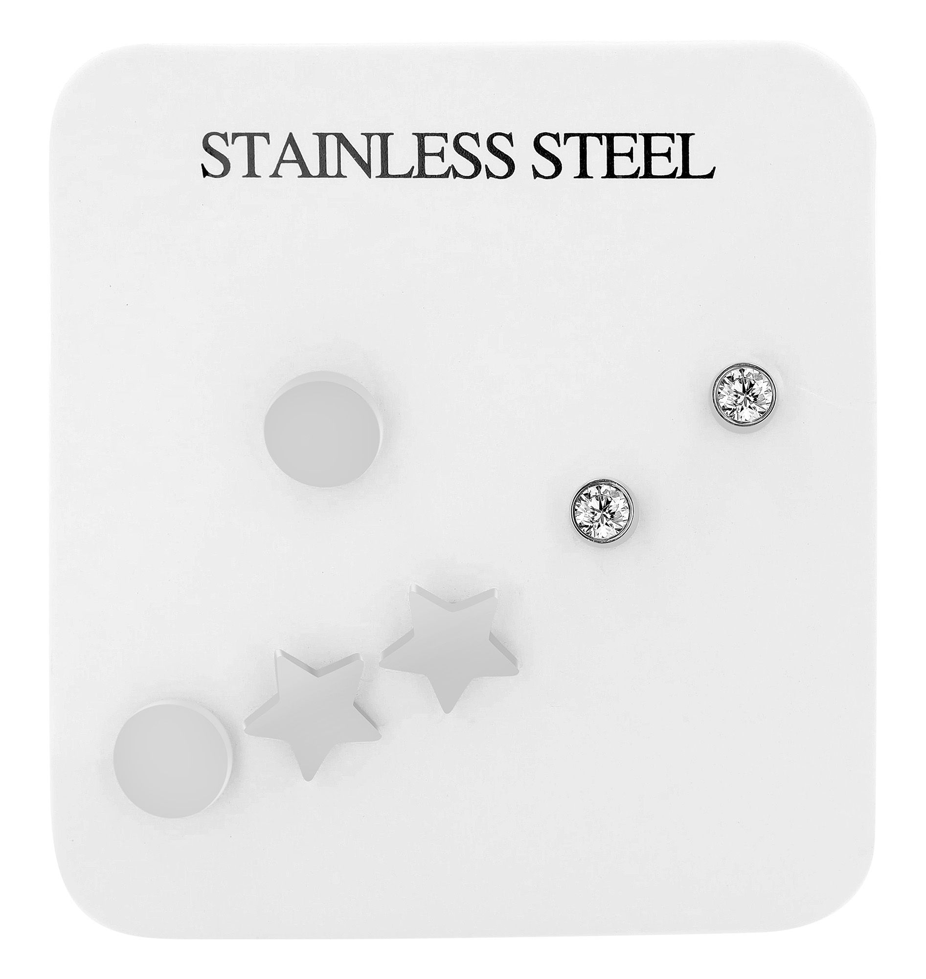 Accent oorsteker set "Idris", roestvrij staal, set van 3, zilverkleurig