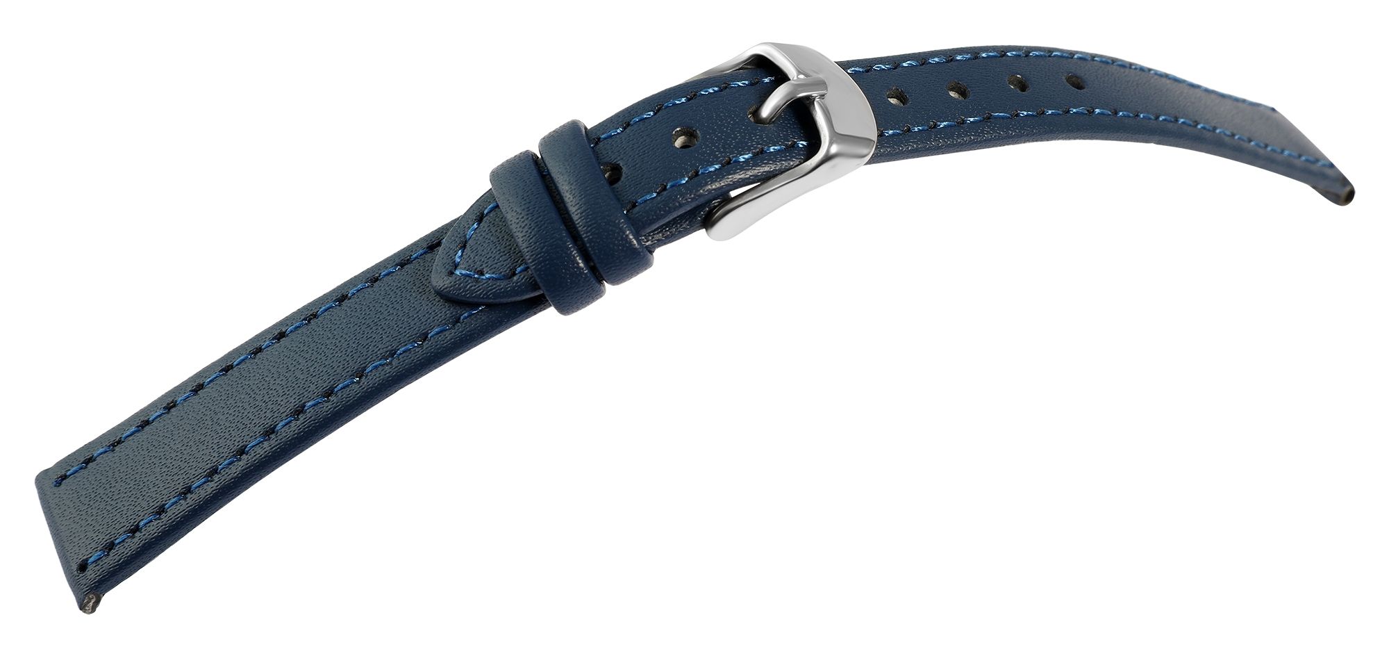 Echtleder-Uhrenarmband, dunkelblau, 14 mm