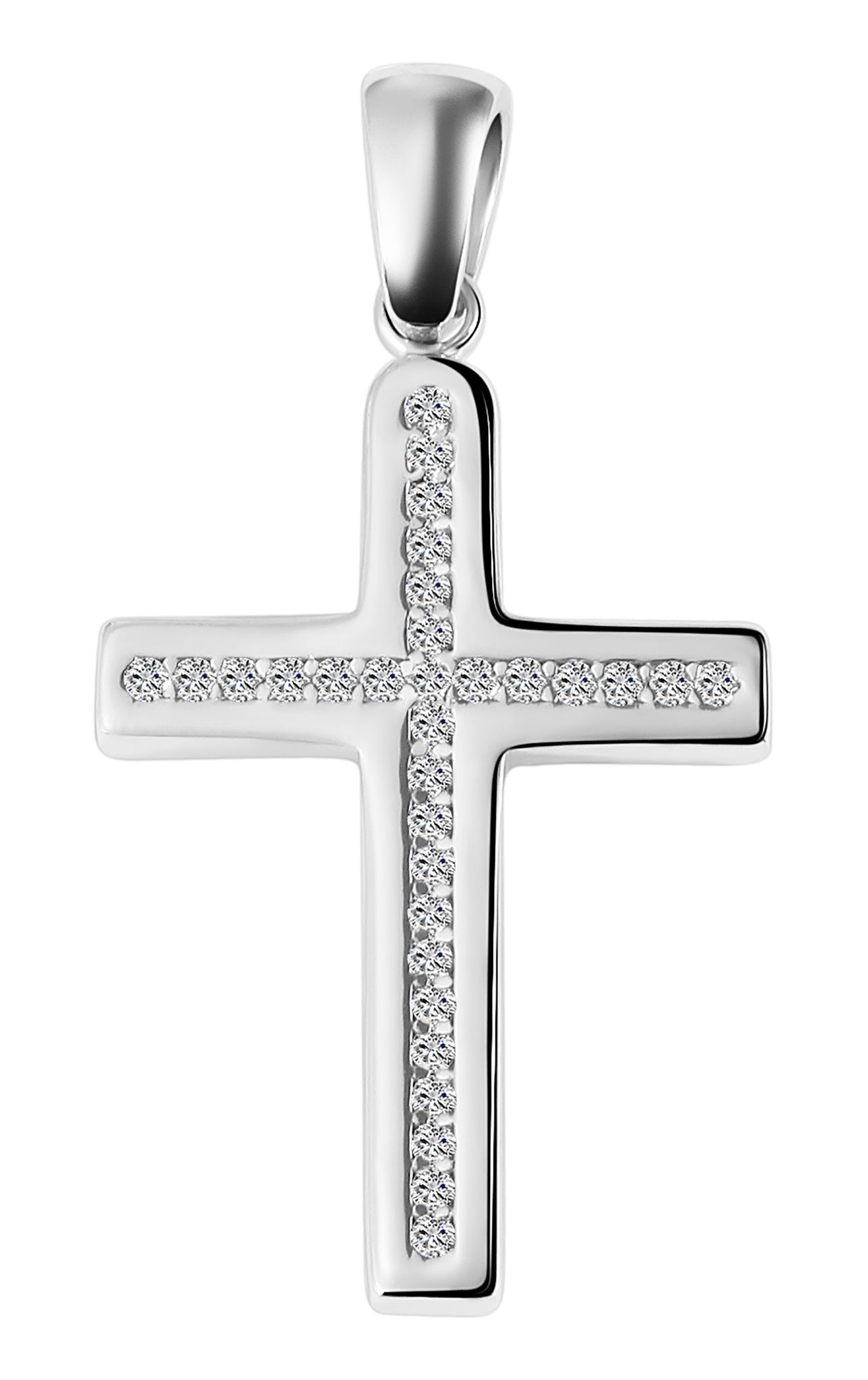 "Yuna" 925/rh Echt Silber Anhänger (ohne Kette), Kreuz, Zirkoniabesatz, silberfarben