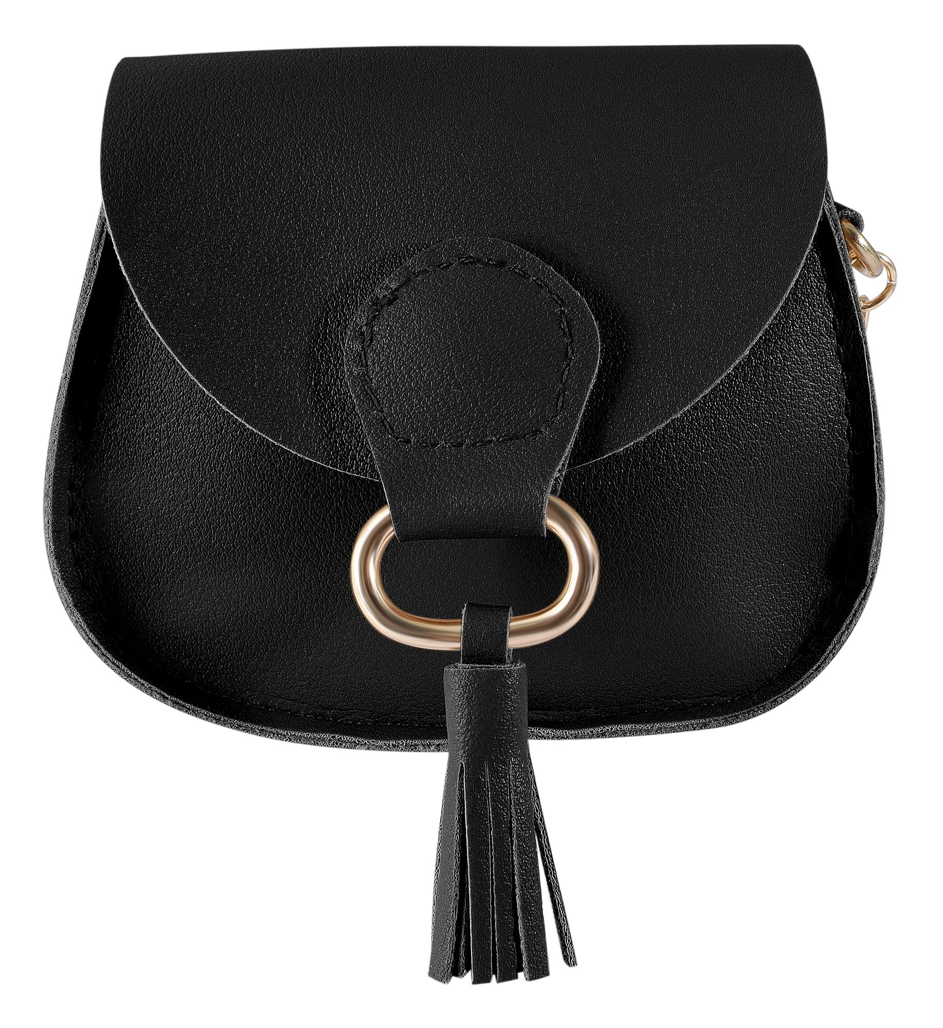 Mini-tasje met karabijnhaak, imitatieleer, zwart