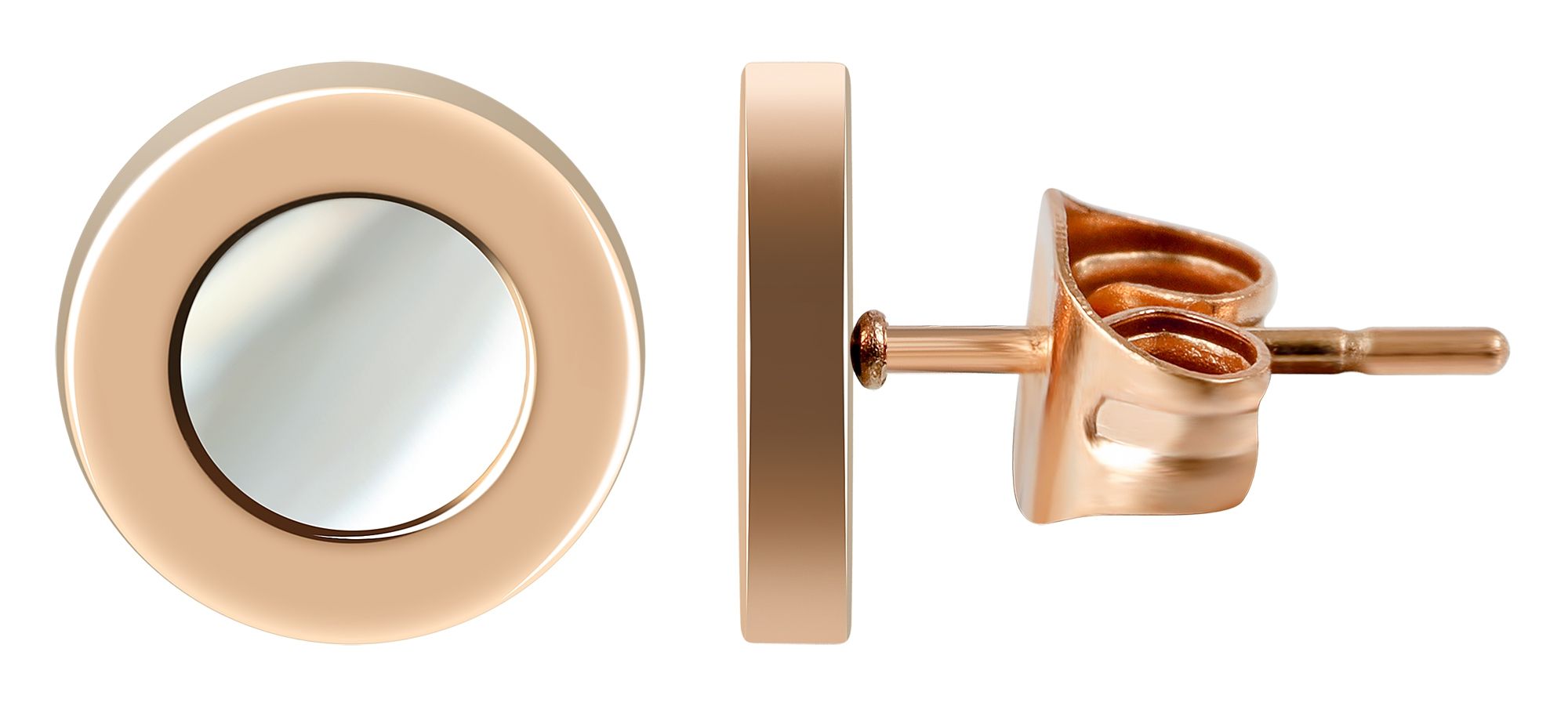 Akzent Edelstahl Ohrstecker mit Perlmuttplatte, roségoldfarbig