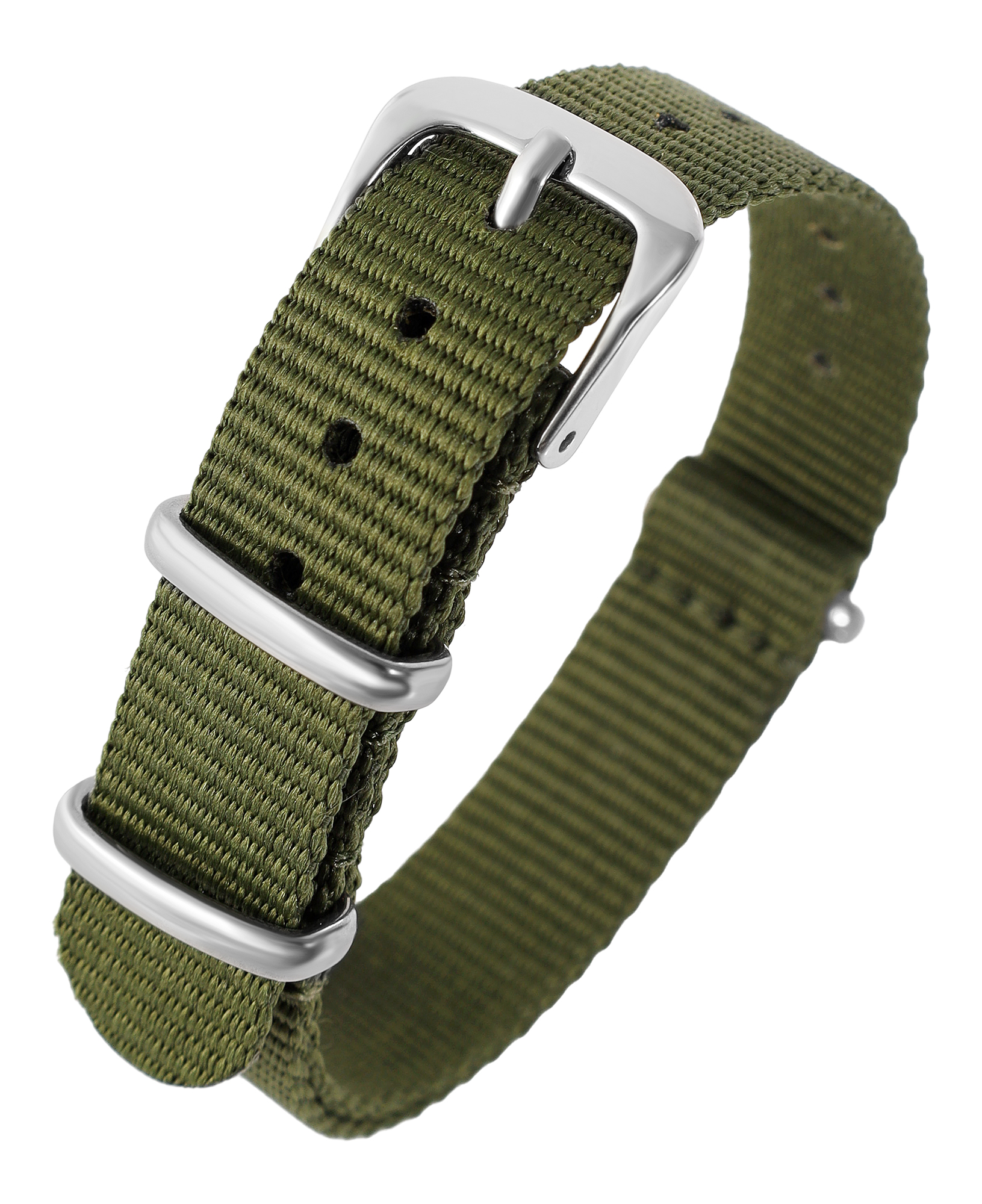 Nylon-Uhrenarmband, khaki, Dornschließe, 14 mm