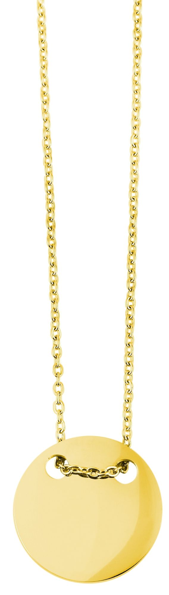 Akzent Halskette mit gravurfähigem Münzanhänger, Edelstahl, Ionenplattiert, goldfarben