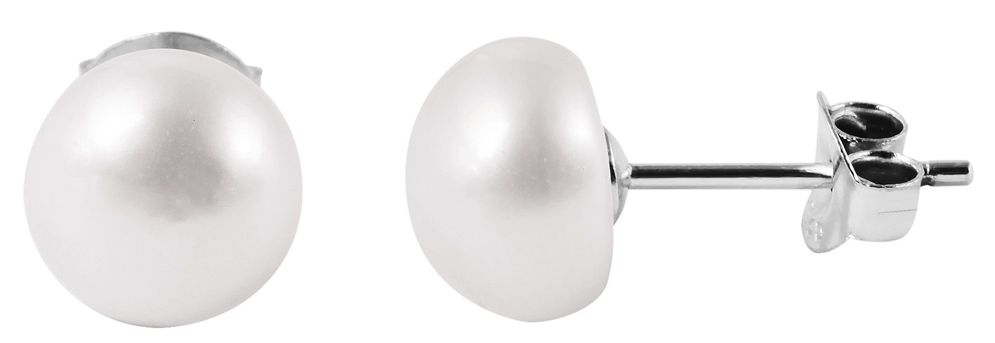 "Paula", 925/- echt zilveren oorbellen, zoetwaterparel, gerhodineerd, Ø 5 mm