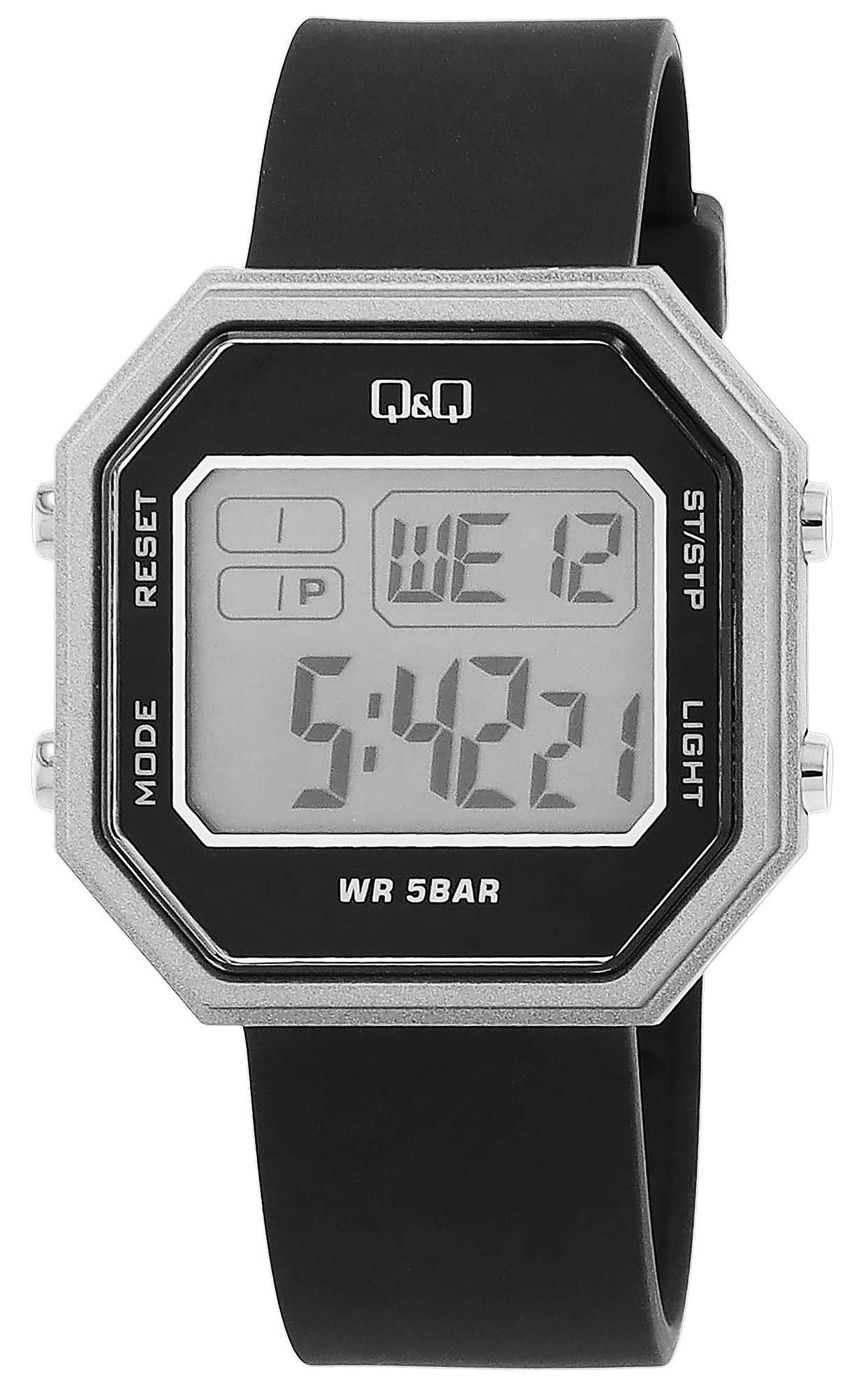 Digitaluhr mit Kunststoffarmband, schwarz/ silberfarben