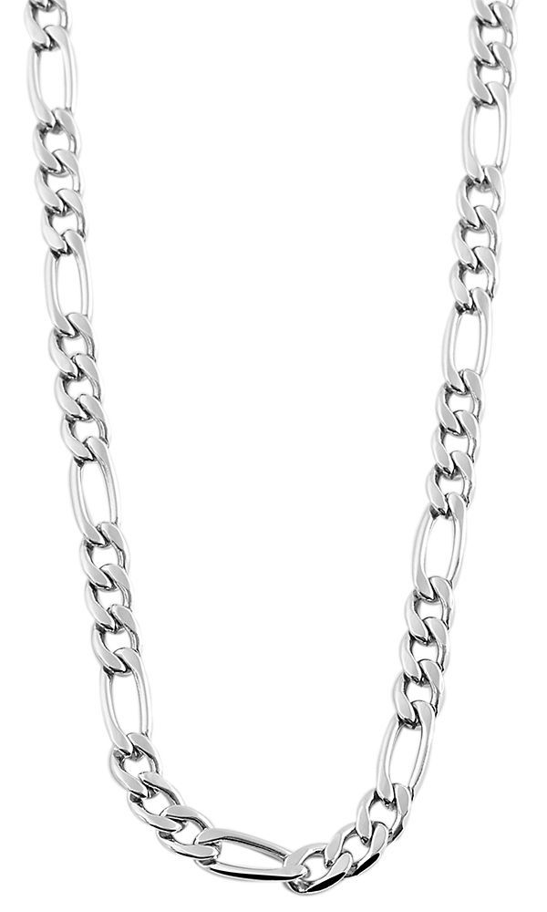 "Enissa", Edelstahl Figarokette, silberfarben, 50 cm, Breite 4mm/ Stärke 1mm