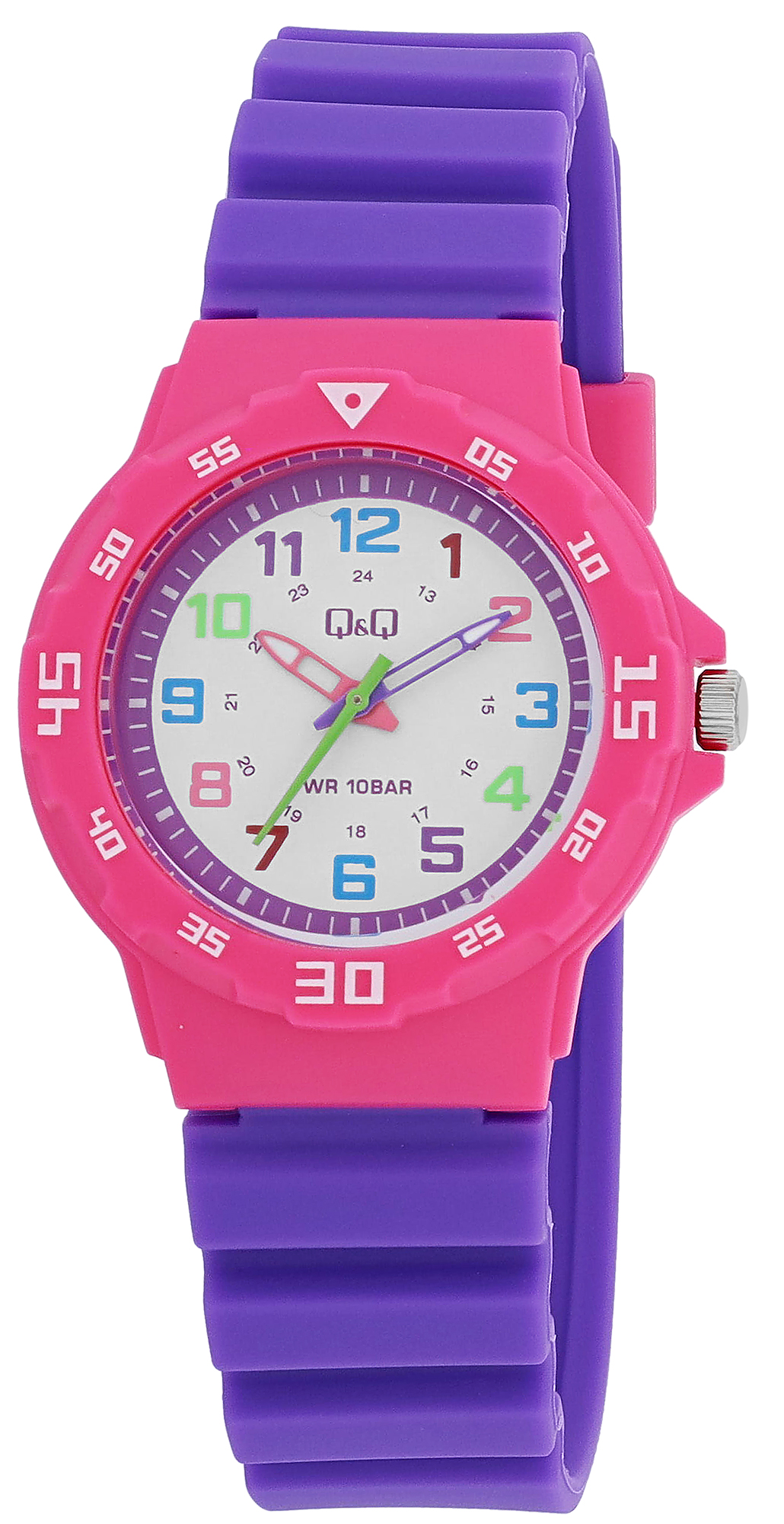 Q&amp;Q kinder/meisjes, horloge met siliconen band, Ø 33 mm, paars/roze