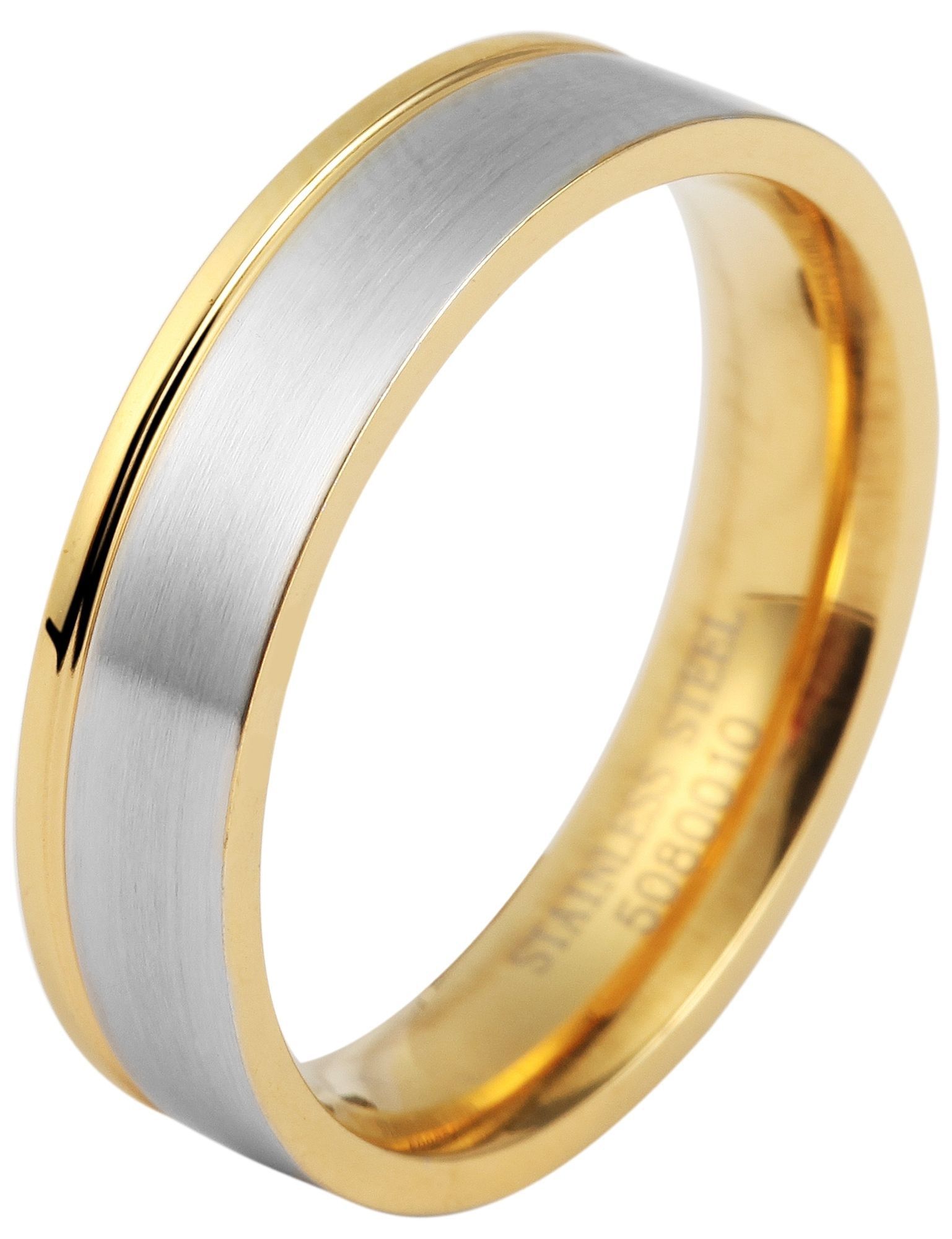 Accent partnerring voor heren, roestvrij staal, tweekleurig, maat 58