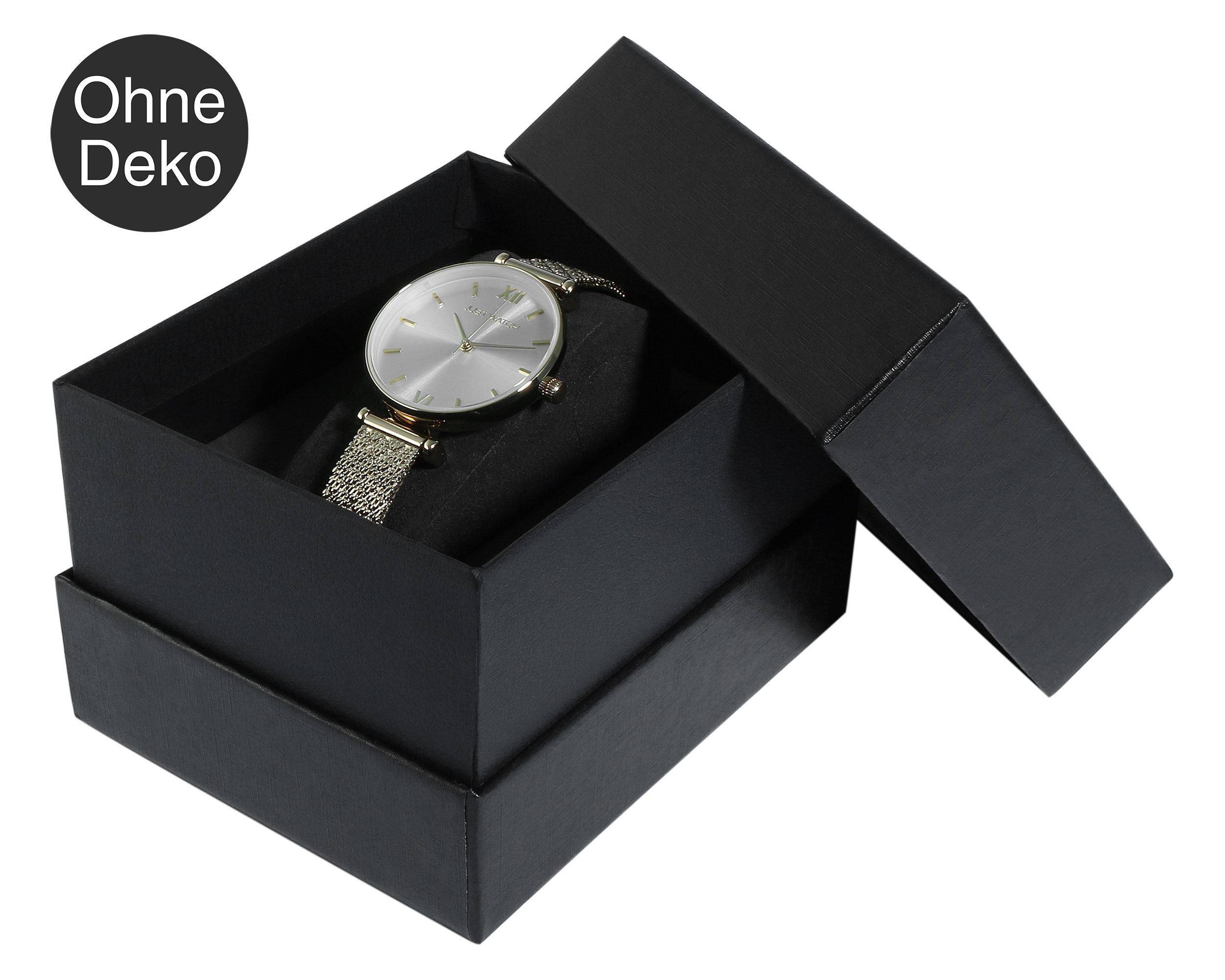 Horlogekastje met afneembaar deksel, karton, 11 x 9 x 7 cm, zwart