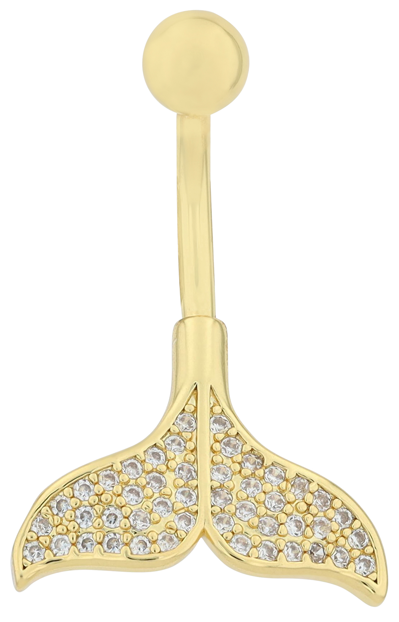 "Emy" Edelstahl-Bronze Bauchnabelpiercing. Länge 10 mm/ Stärke 1,8 mm, Walflosse, goldfarben