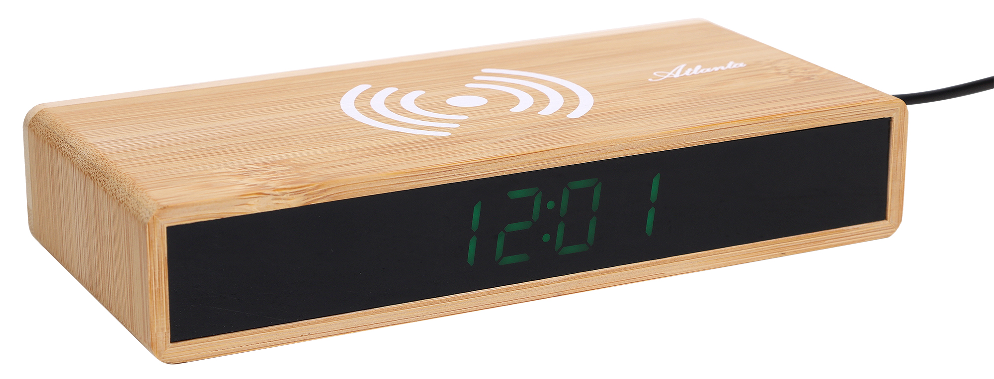 Atlanta Netz-Wecker (Wireless-Charging, 3 Alarmzeiten) Bambus/ braun