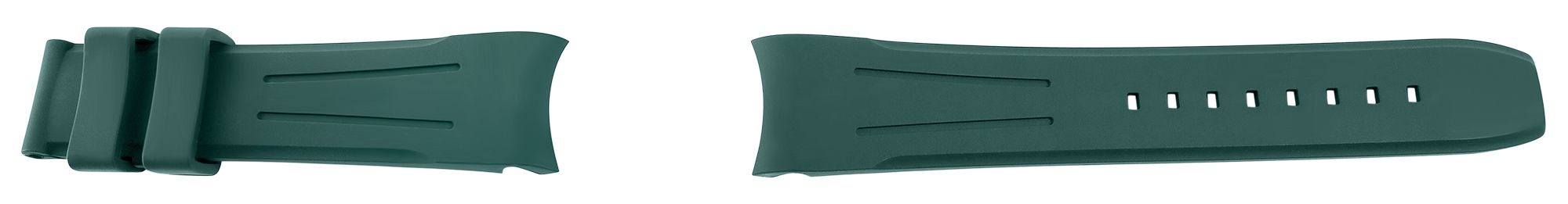 FKM rubber horlogeband, gesp, 22 mm, donkergroen, (FKM = fluorelastomeer rubber)