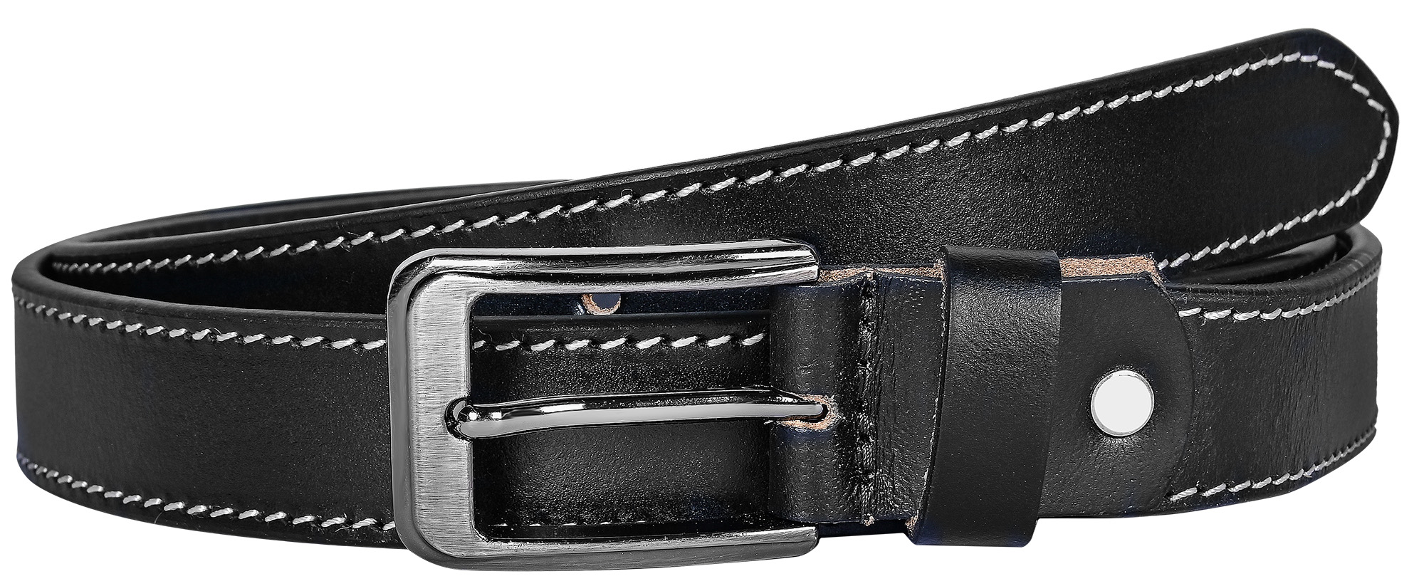 Leonardo Verrelli Echtleder Gürtel - Übergrößen 120 cm/ 30 mm, schwarz, kürzbar
