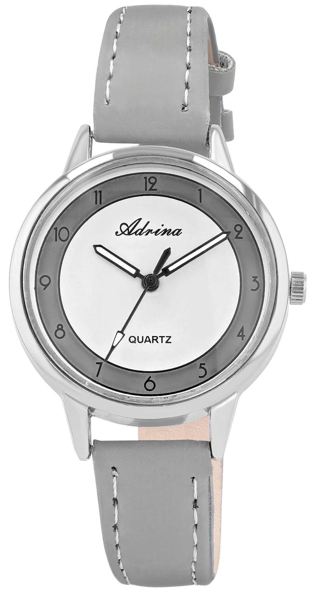 Adrina Damenuhr mit Lederimitationsband, Ø 34 mm, grau