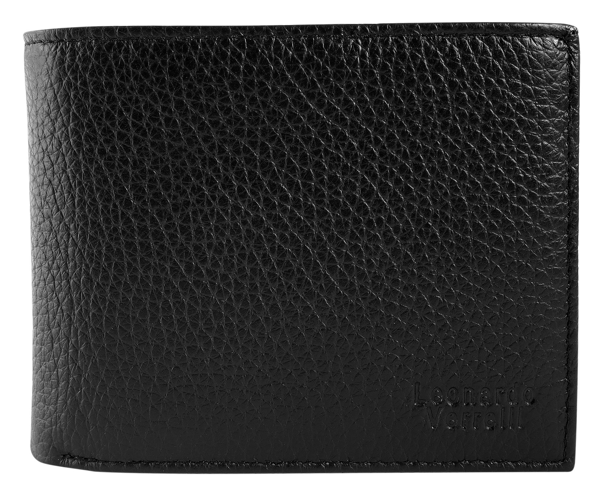 "Valentin" Leonardo Verrelli Echt Leder Geldbörse im Querformat, RFID-Safe, schwarz