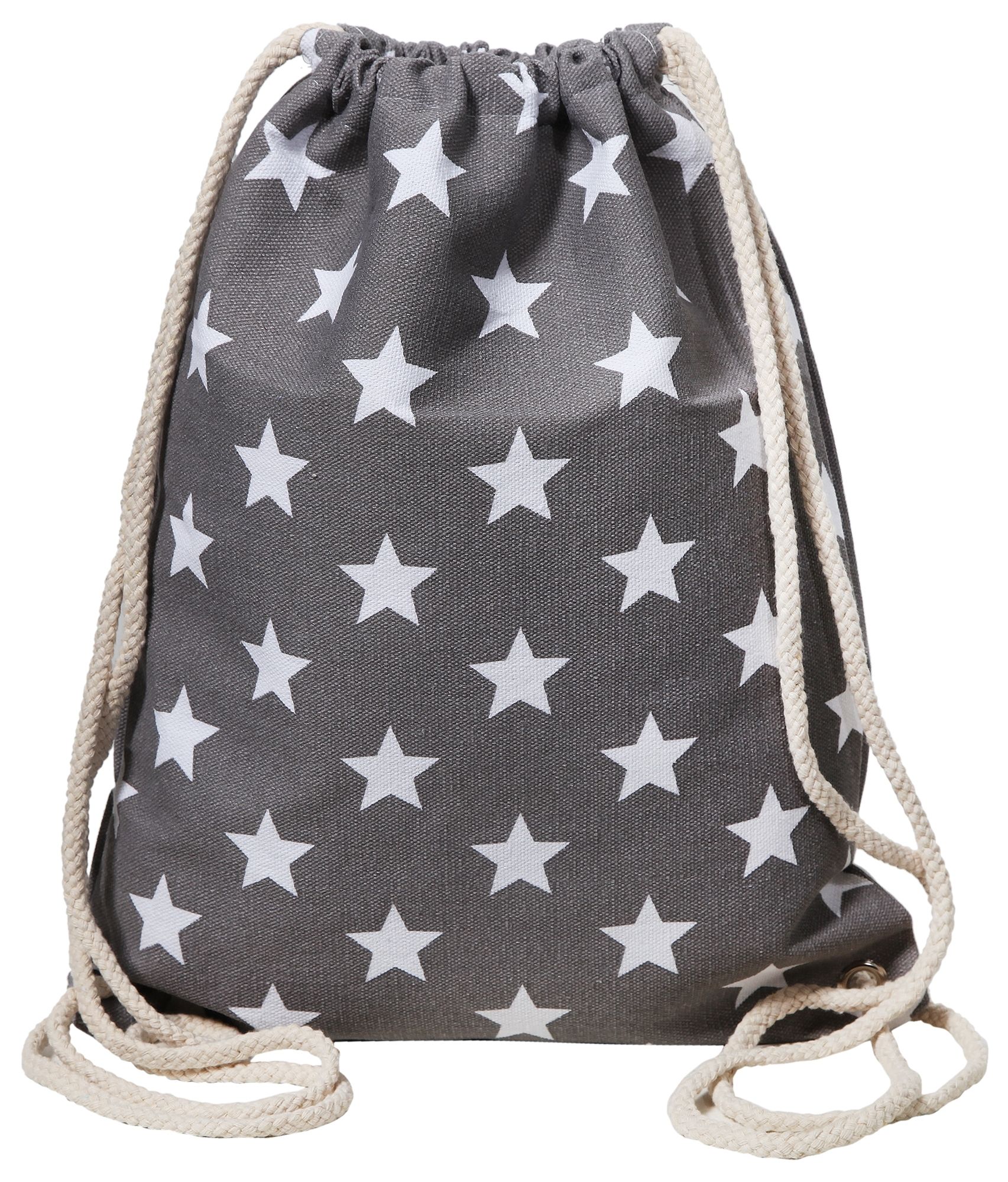Trend Turnbeutel aus Textil mit Sternen in Grau