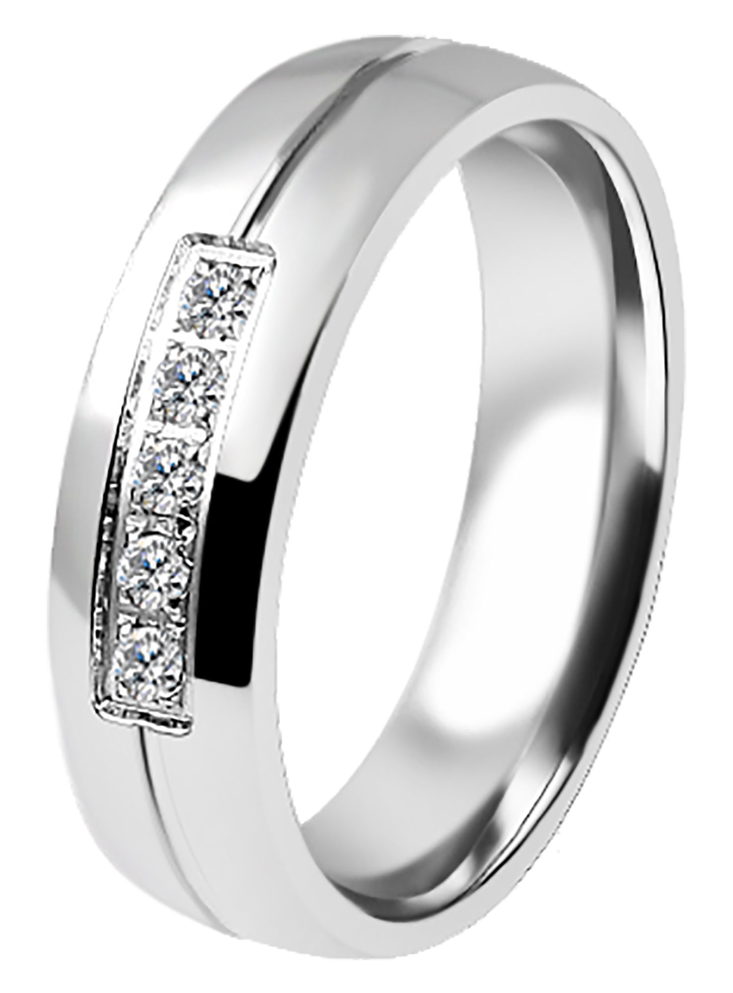 Akzent dames partnerring, roestvrij staal, similib bies, zilverkleurig, maat 50