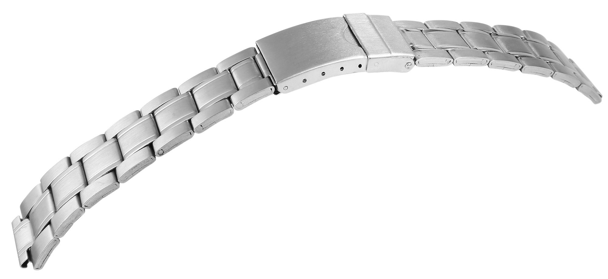 Edelstahl Uhrenarmband, silber mit silberfarbener Schließe, 14 mm