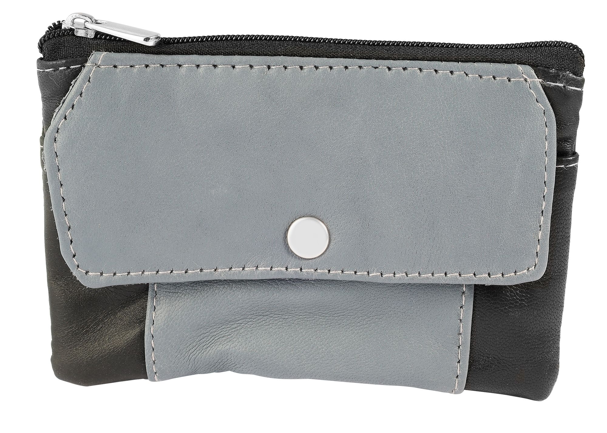 Sleuteletui van echt leer van Excellanc, zwart/grijsblauw