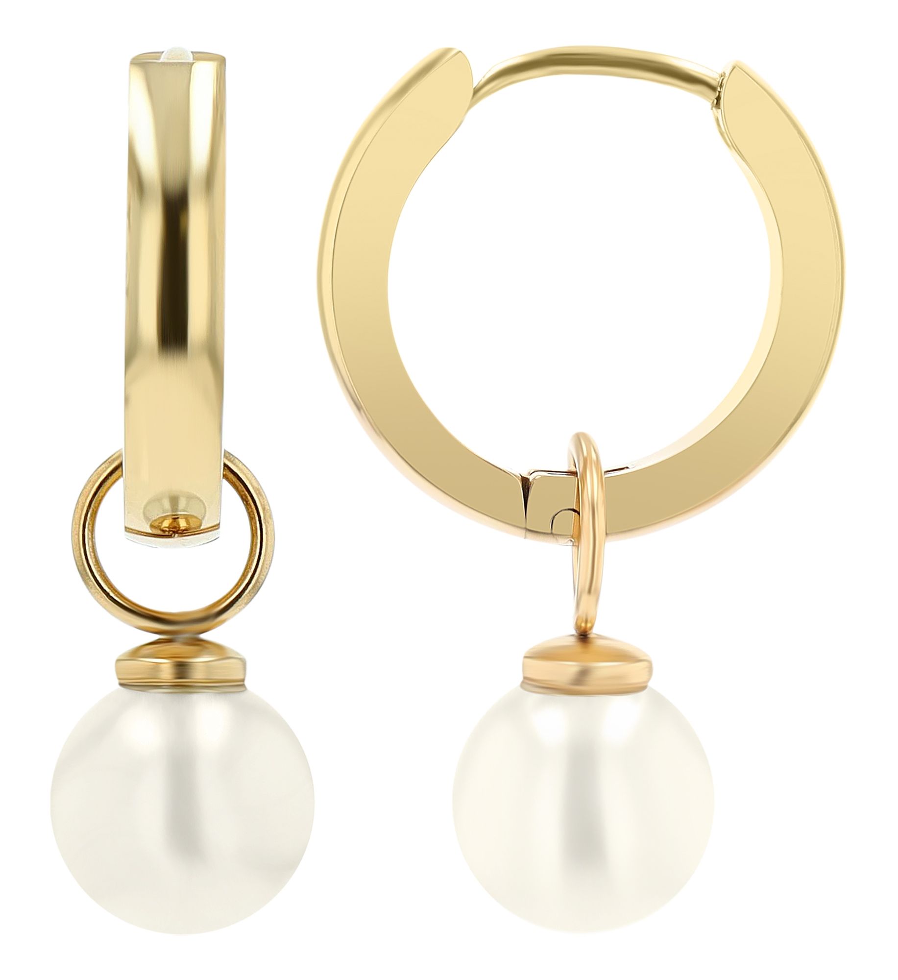 "Amapola" accent oorbellen met Ø 8 mm parel, roestvrij staal, goudkleurig