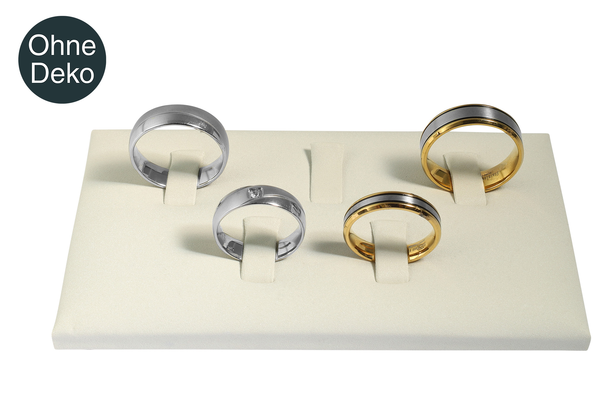 Houder voor 5 ringen (decoratieve Soft-serie), PU-bekleed, 12 x 7 cm, wit