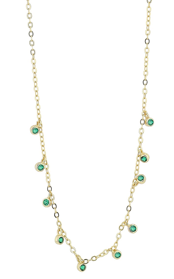 "Amaly" 925/- Echt Silber Kette mit Anhänger (grüne Zirkone), vergoldet