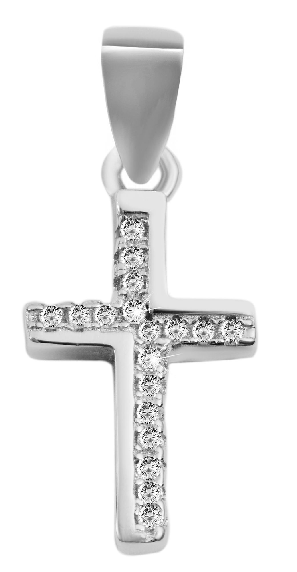 925/- echt zilveren hanger zonder ketting "Kassandra", kruis met zirkonia, 925/gerhodineerd