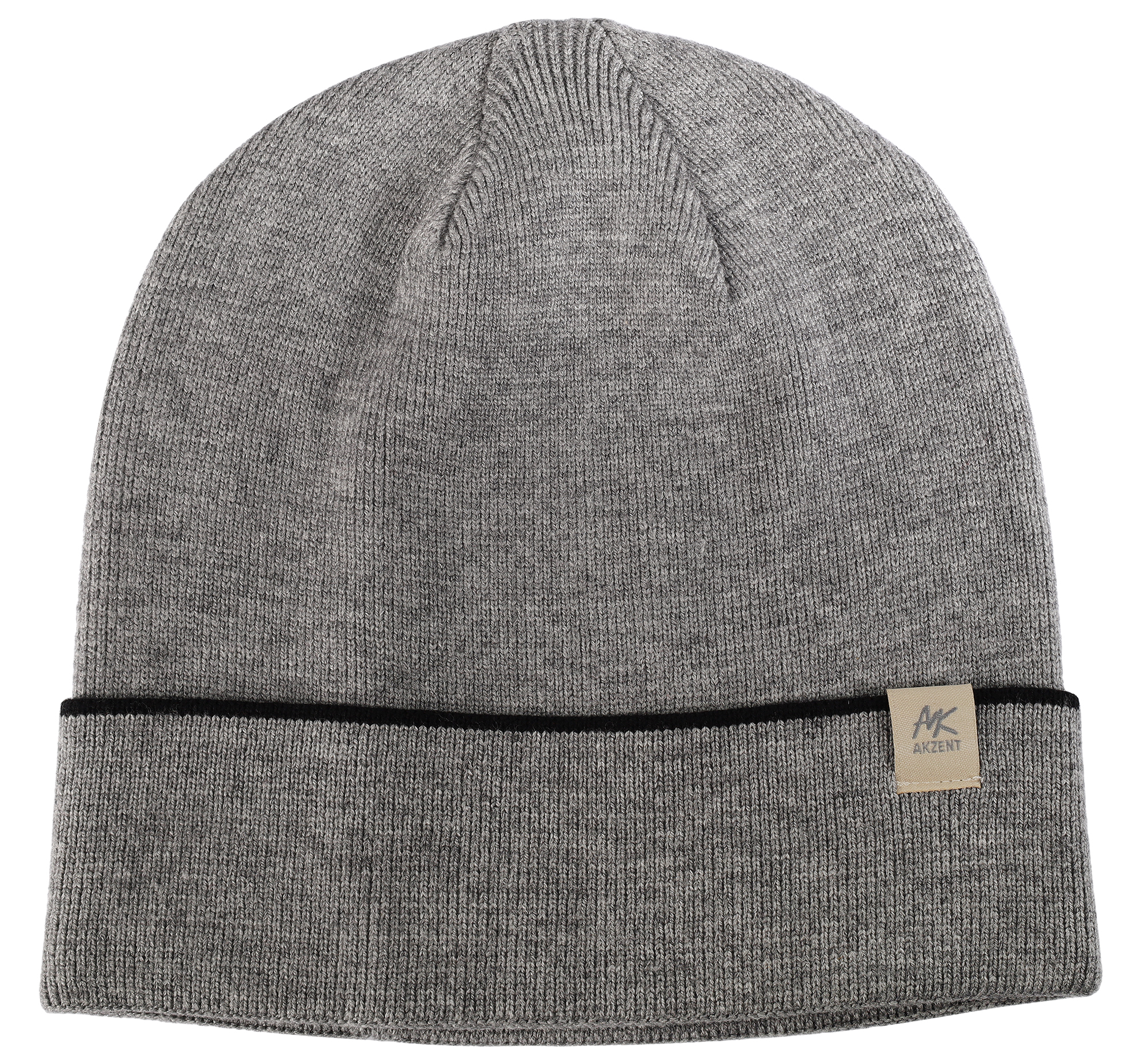 Akzent Strickmütze (mit Umschlag) für Herren, VE-4, grau