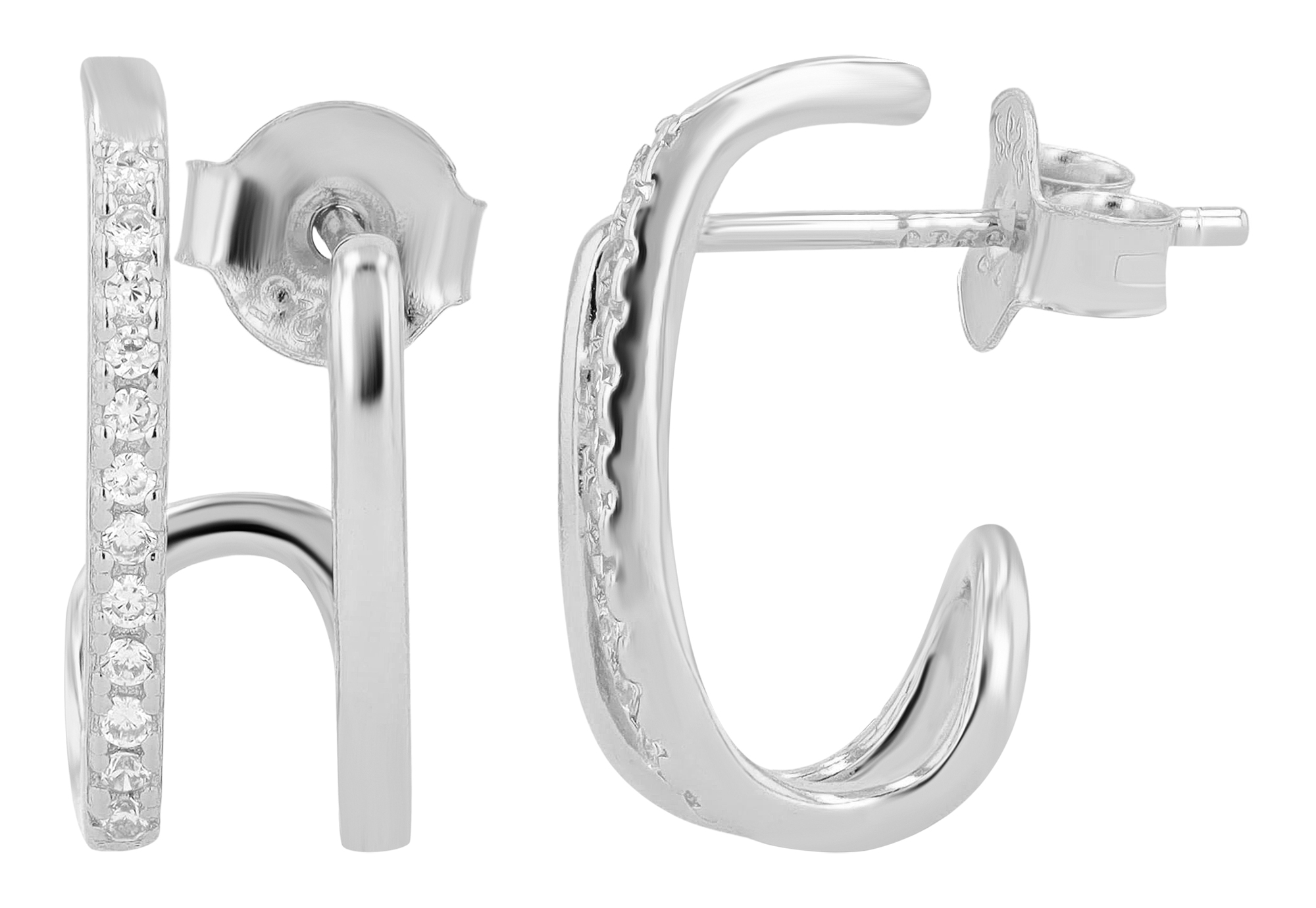 "Luisa" 925/- echt zilveren oorstekers zilverkleurig gerhodineerd zirkonia