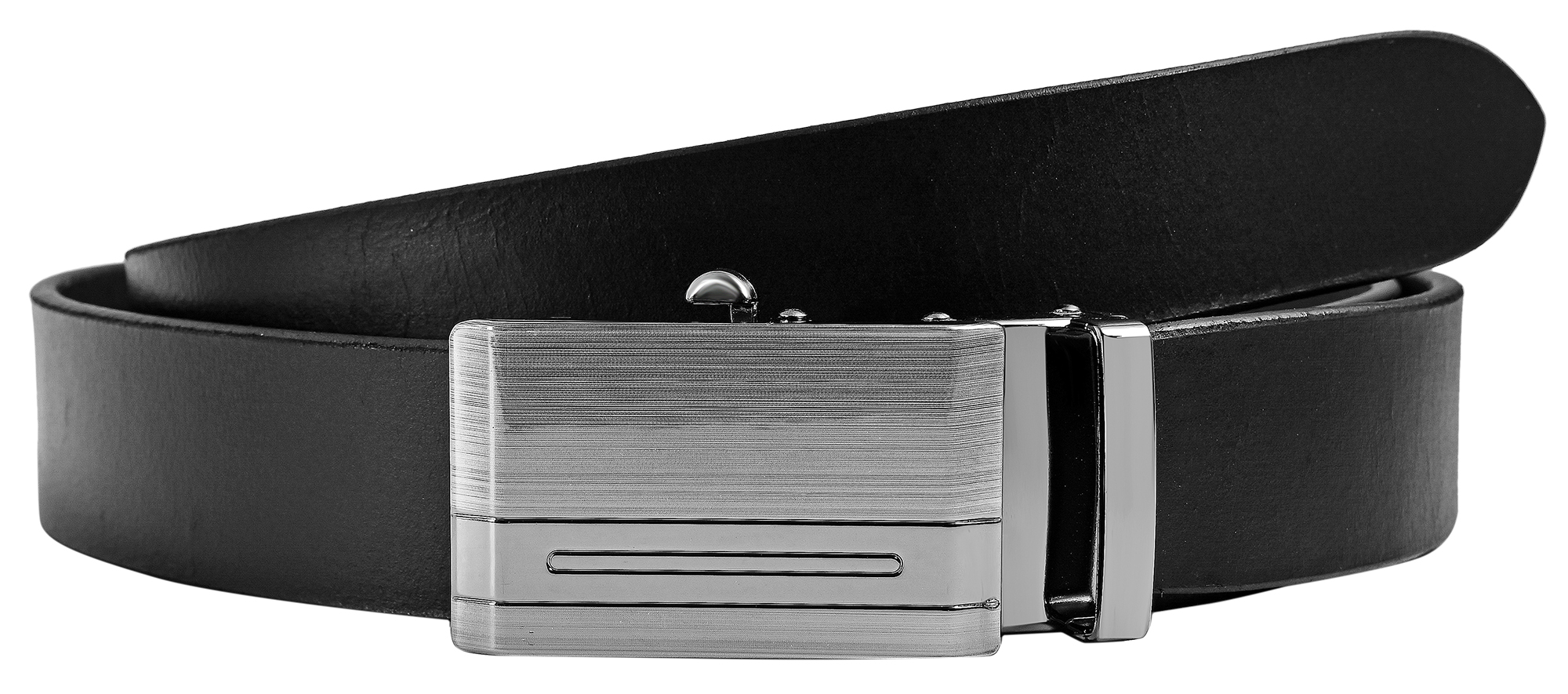 Leonardo Verrelli Echtleder Automatik-Gürtel, max. 120 cm/ 35 mm, schwarz -kürzbar