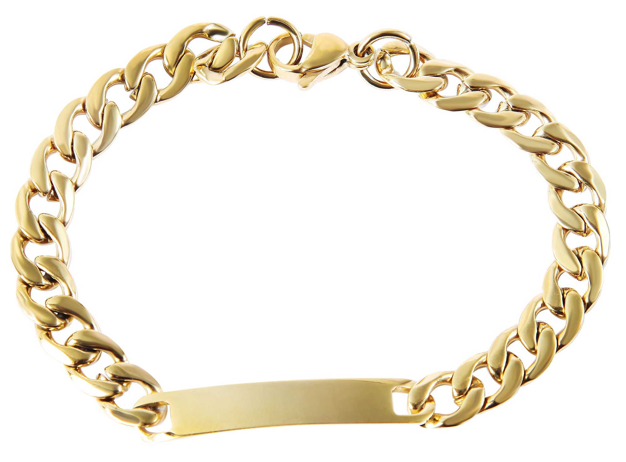 "Irena" Akzent Identarmband, Edelstahl, Gravurplatte, goldfarben