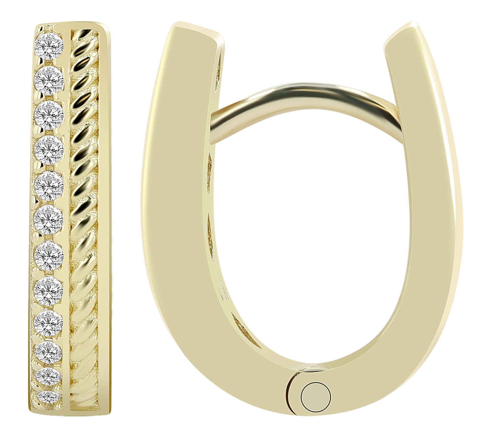 333er Gold Klapp-Creolen "Saida", Gelbgold, Zirkonia, 8 Karat