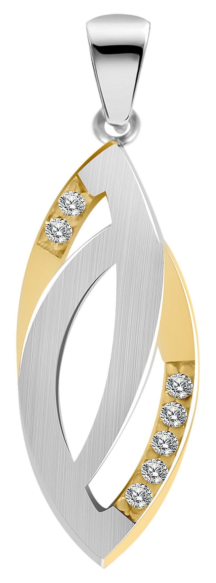 "Aurelie" 925/- Echt Silber Anhänger (ohne Kette), Zirkoniabesatz, bicolor - silberfarben/ rhodiniert und vergoldet