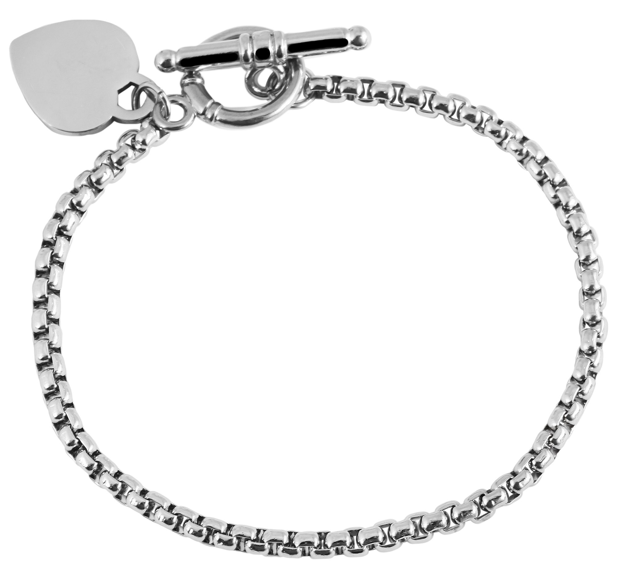 "Zabel" accent sieraad armband met graveerbare hart hanger, roestvrij staal