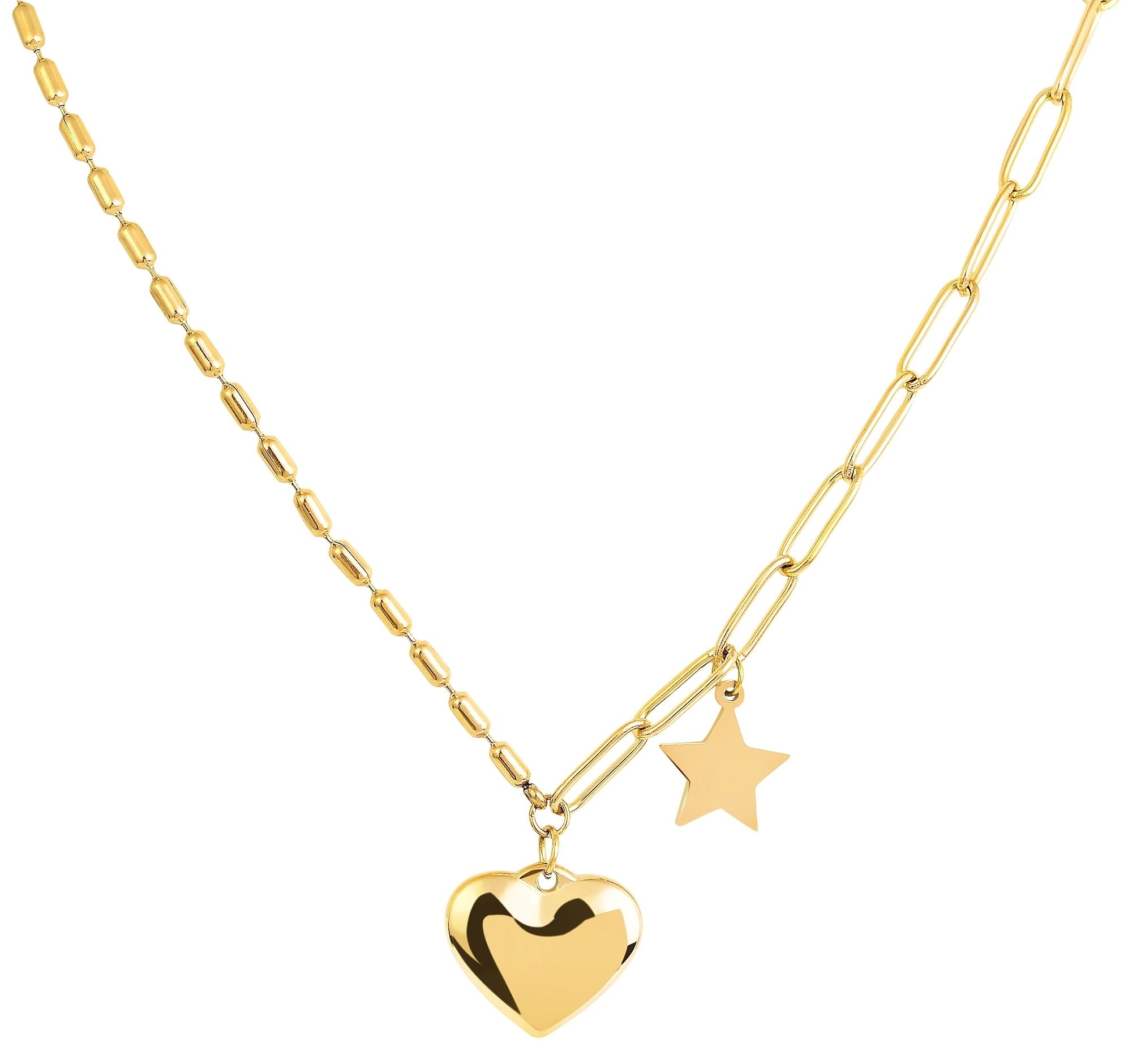 Akzent Damenkette aus Edelstahl mit Anhängern, Länge 43 cm, goldfarbig