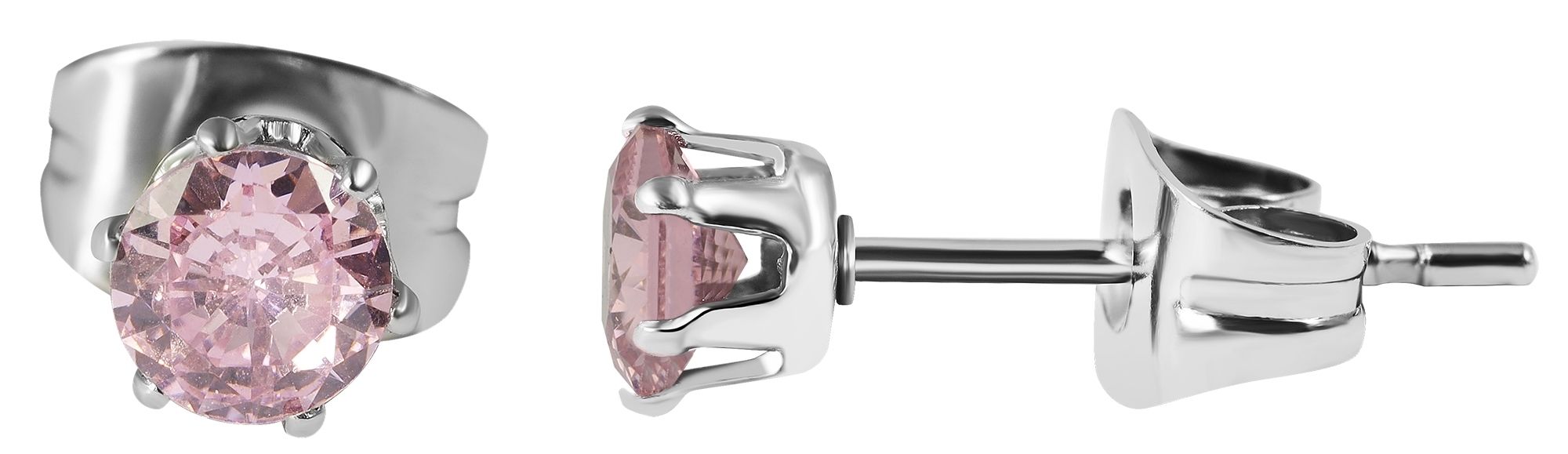 Akzent oorsteker "Kye", roestvrij staal, roze zirkonia zetting Ø 3 mm