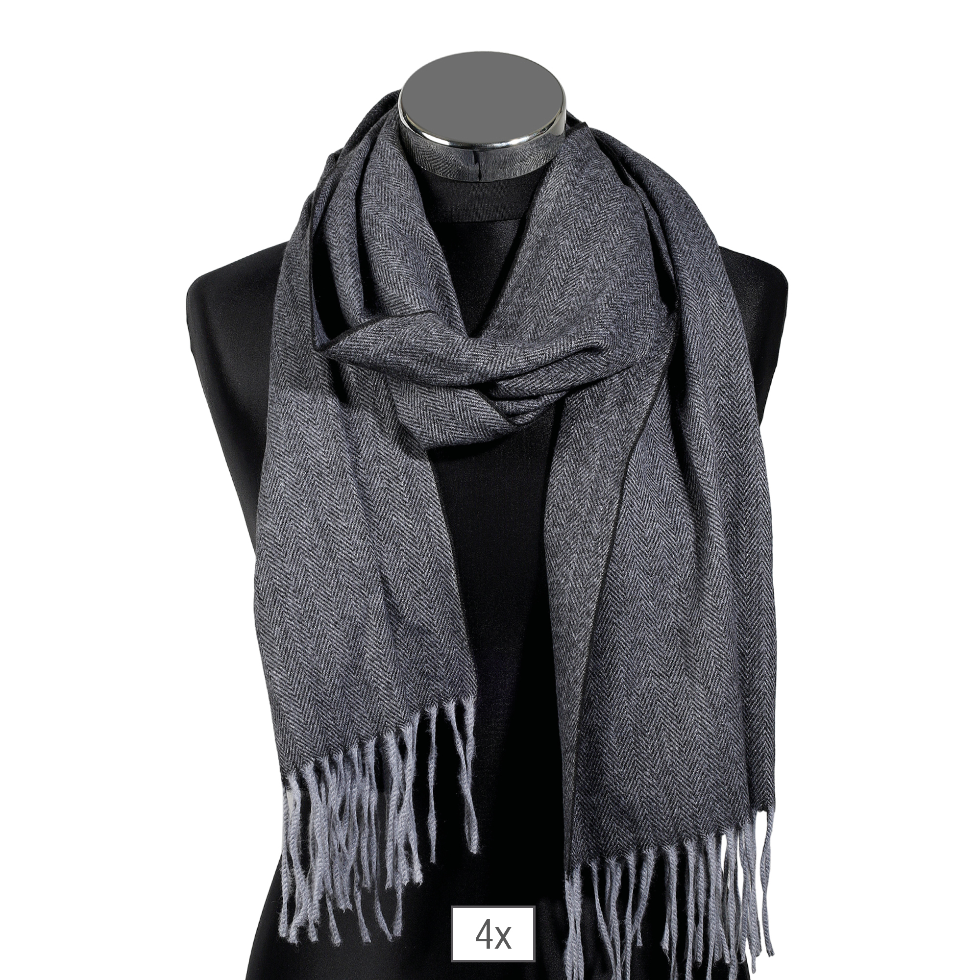 Effen herensjaal met visgraatmotief (zwart) 100% polyester PU 4