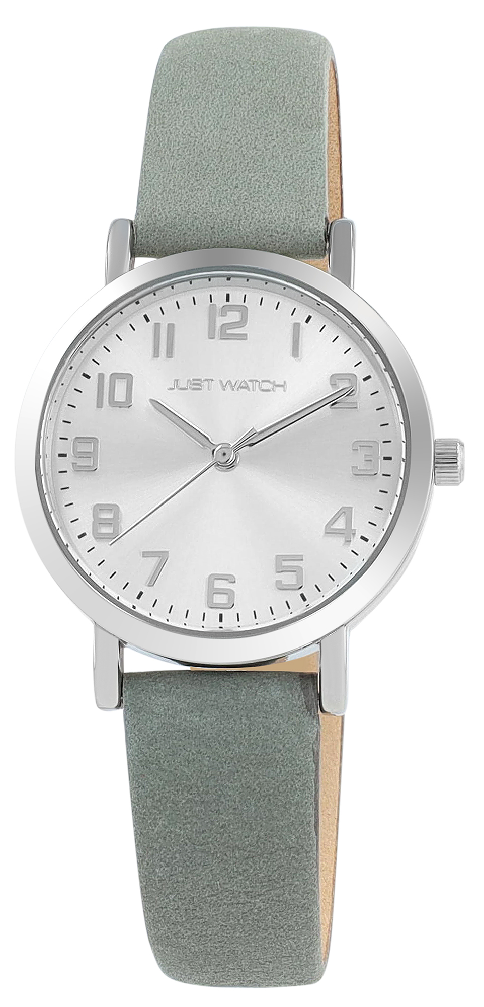 JUST WATCH Damenuhr "Sana" mit Echtlederband, Ø 30 mm, grau/ silberfarben