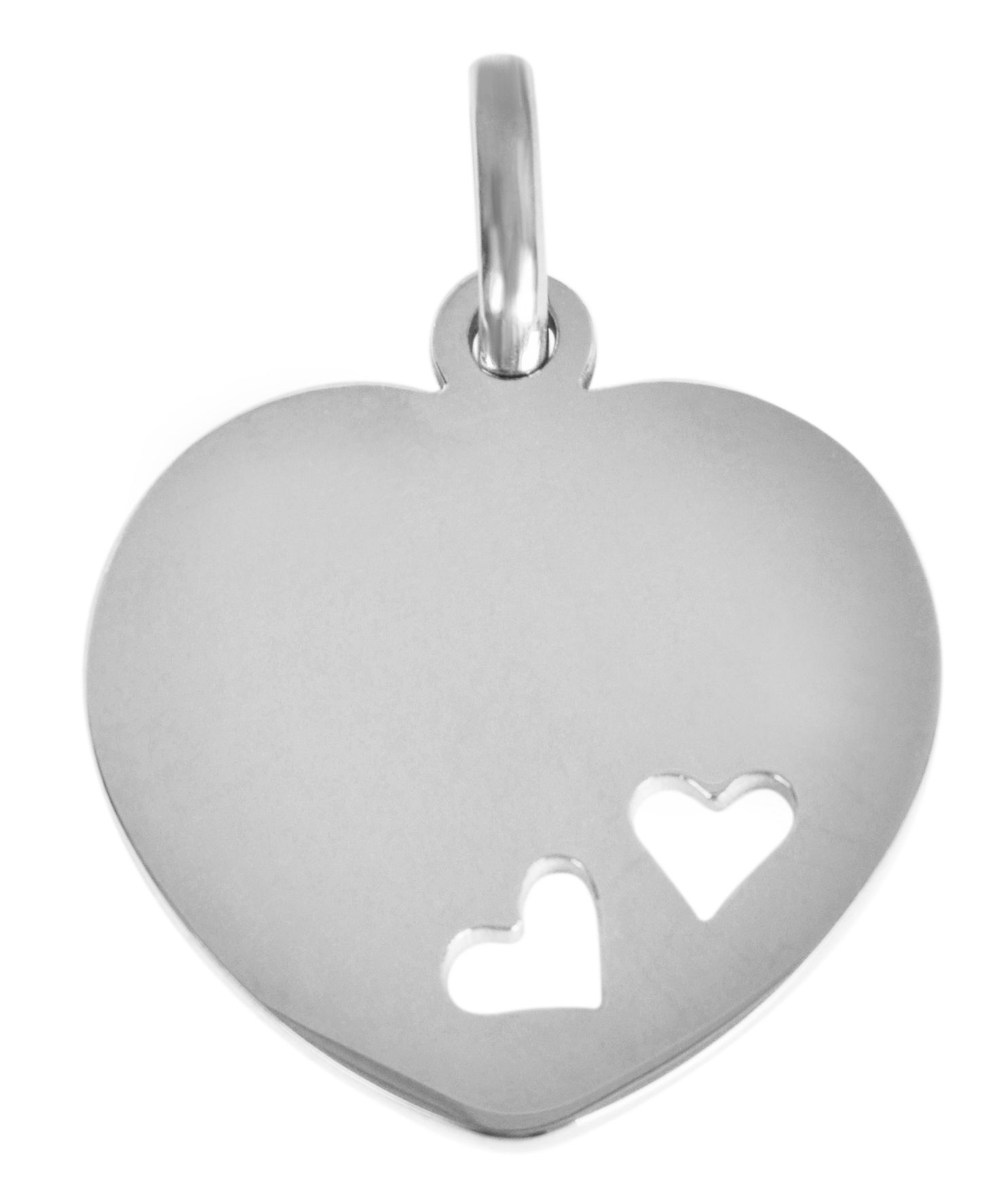 Akzent Edelstahlanhänger, Gravurplatte, Herz, silberfarben