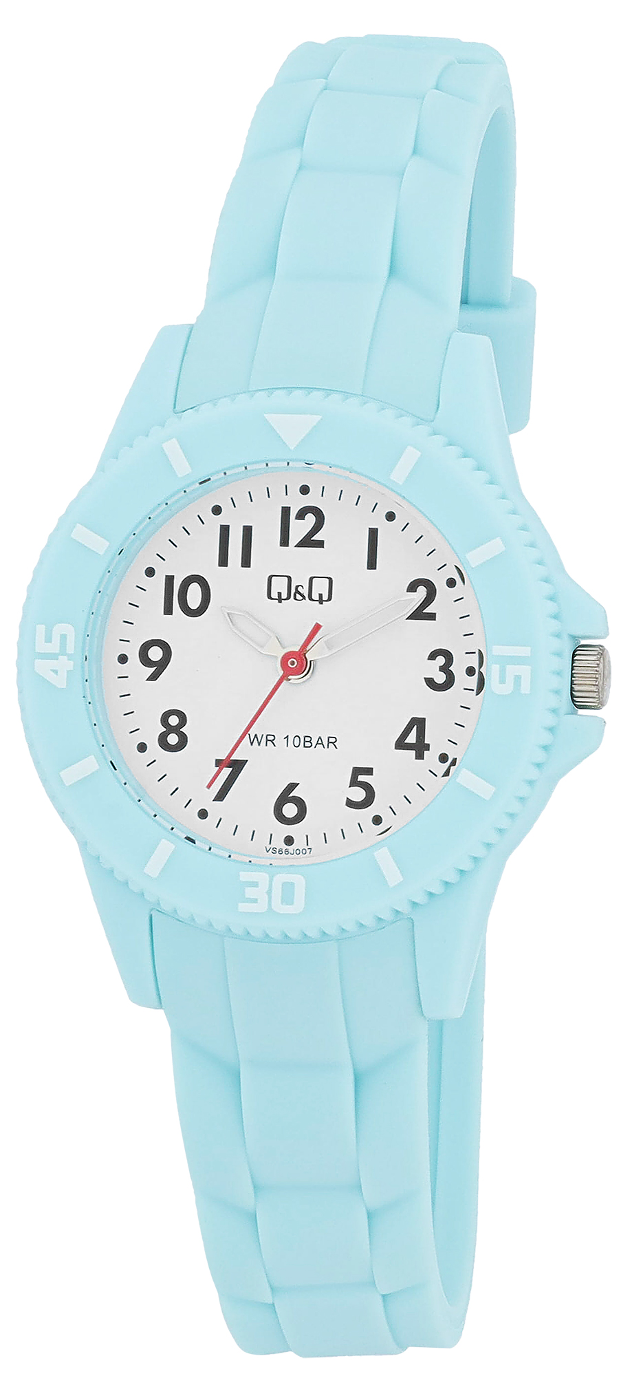 Q&Q Kinder-/Jugenduhr mit Resinband, Ø 30 mm, hellblau