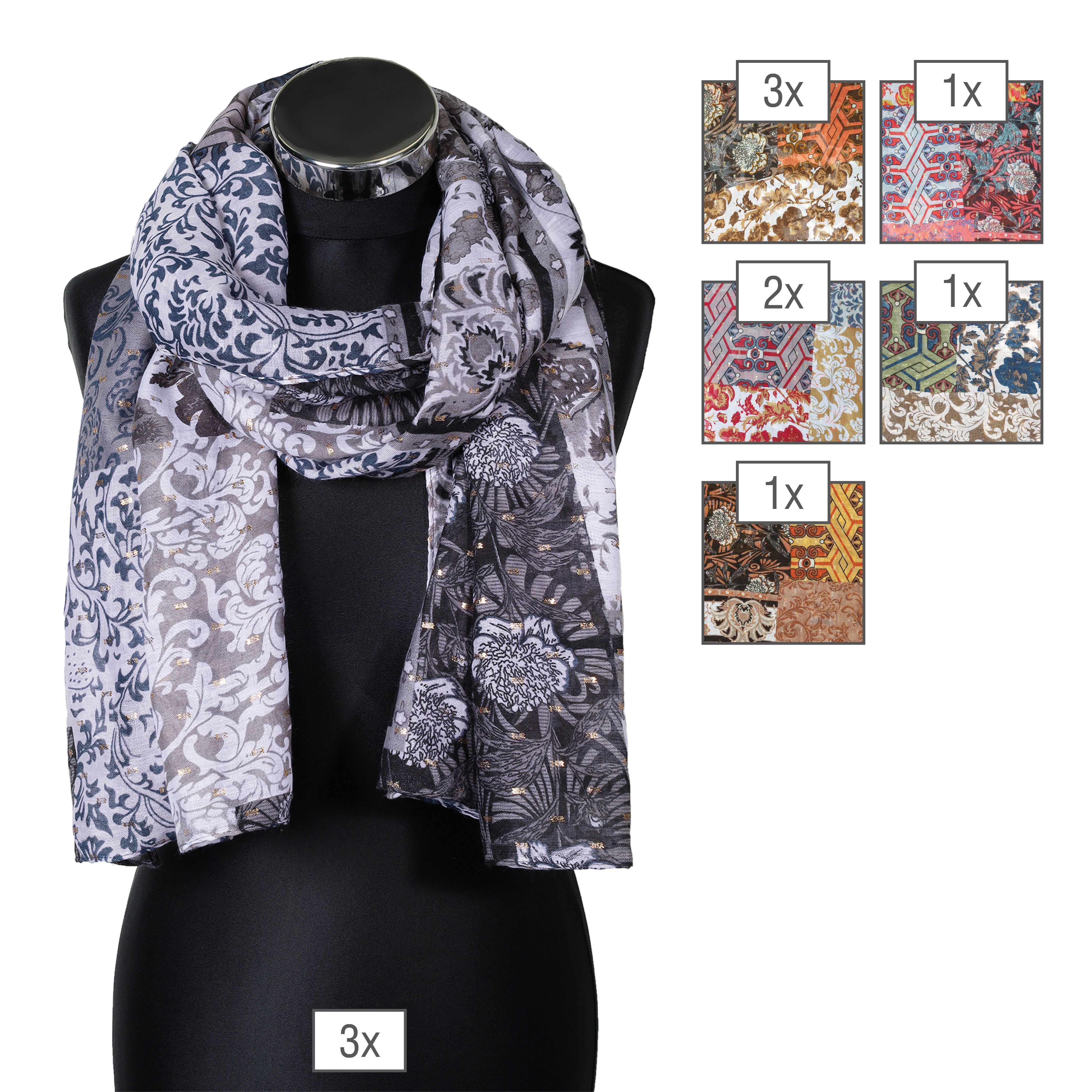 Schalpaket farblich sortiert, 180 x 80 cm, 100% Polyester, VE 12