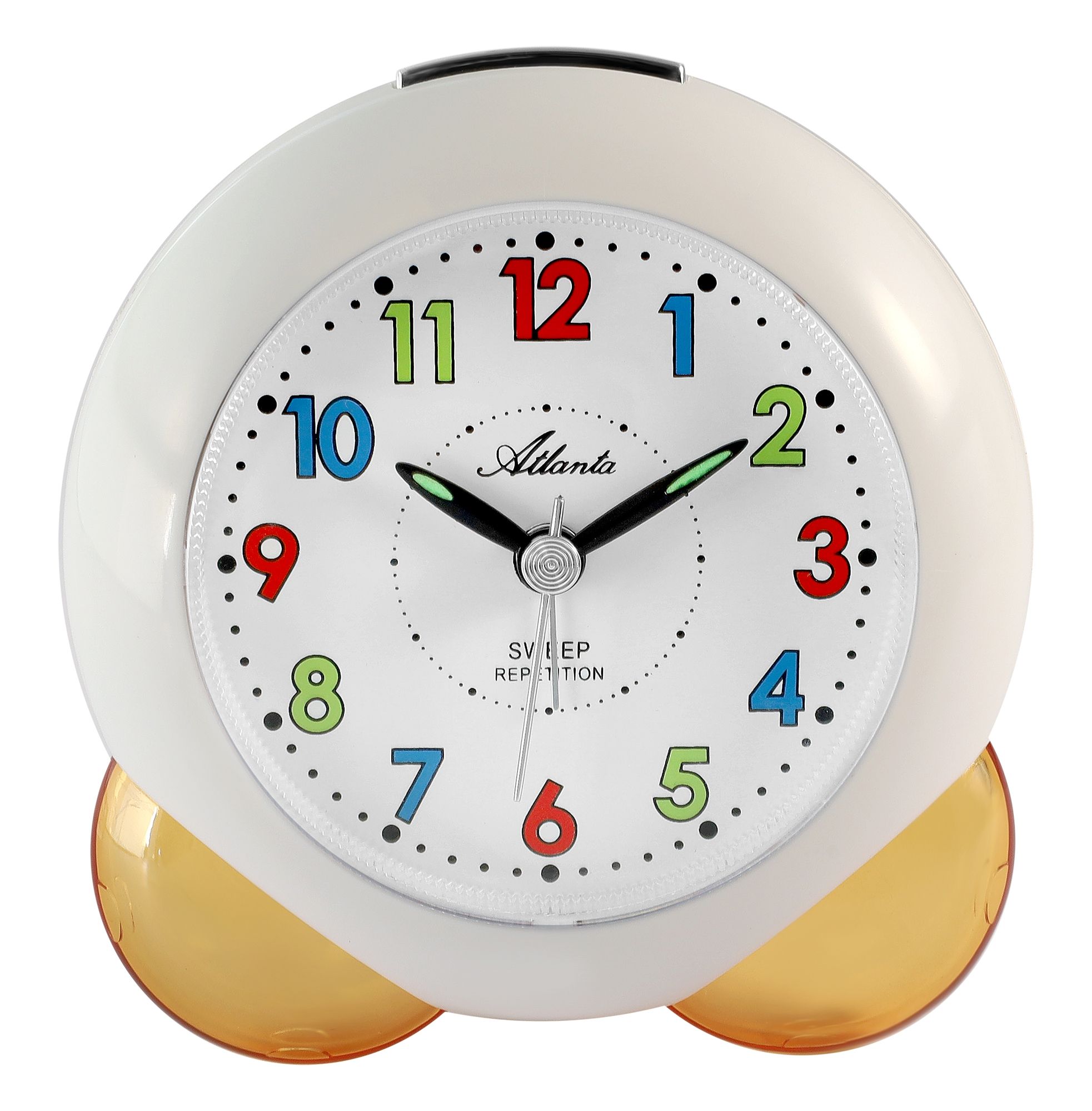 Atlanta Kinderwecker, Quarz, schleichende Sekunde, Weckwiederholung, blinkender Leuchtrahmen bei Ertönen des Wecksignals