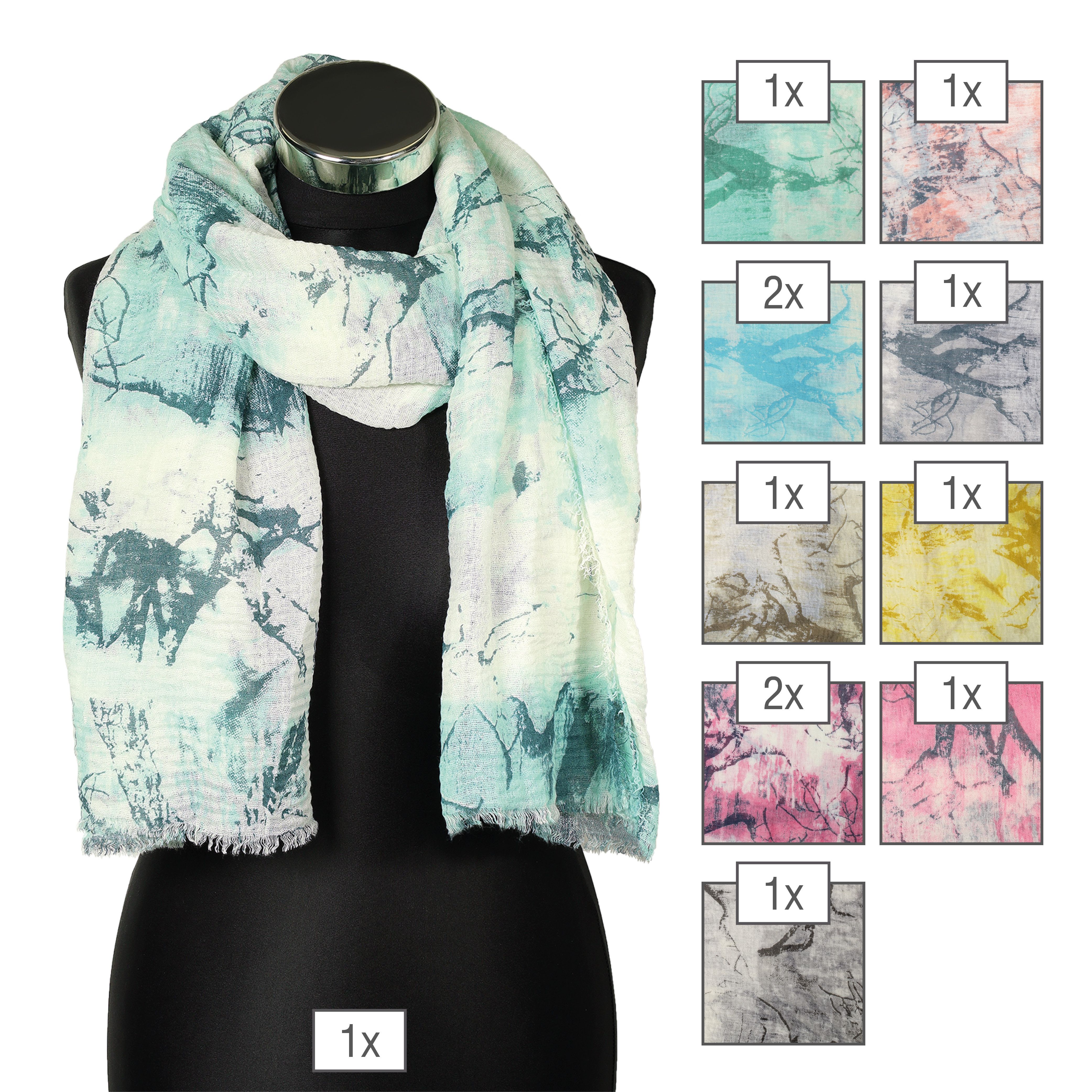 Schalpaket farblich sortiert, 90 x 180 cm, 100% Polyester, VE 12