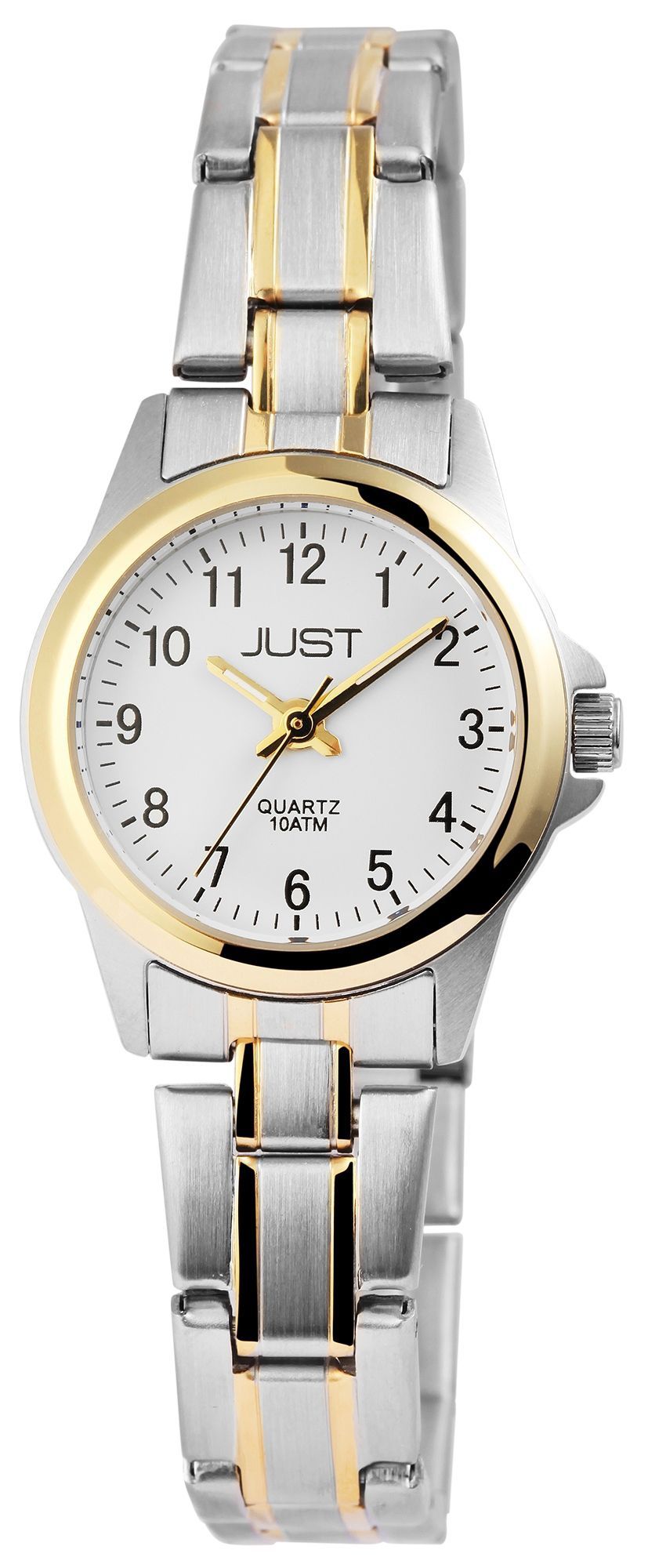 Just roestvrijstalen damespolshorloge, tweekleurig, witte wijzerplaat