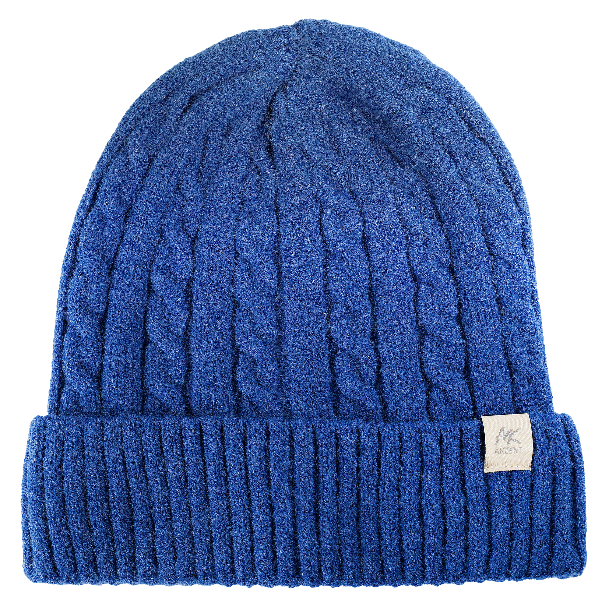 Accent gebreide muts met omslag, 100% acryl, 4 pakken, blauw