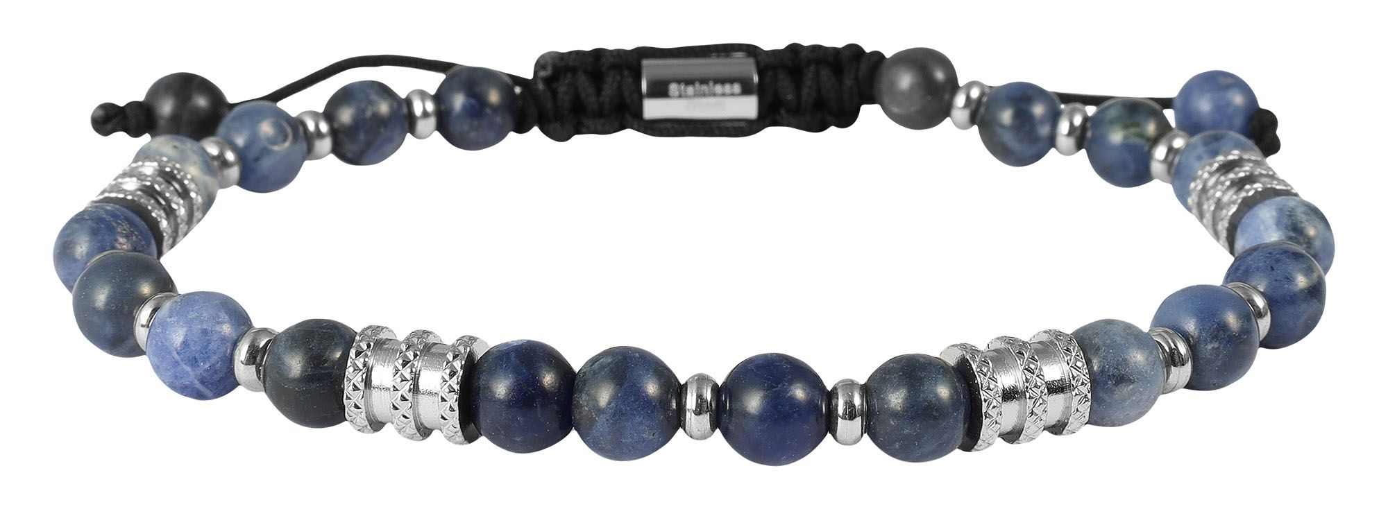 "Svend" - Kugelarmband mit Natursteinen "Sodalith" und Edelstahlelementen